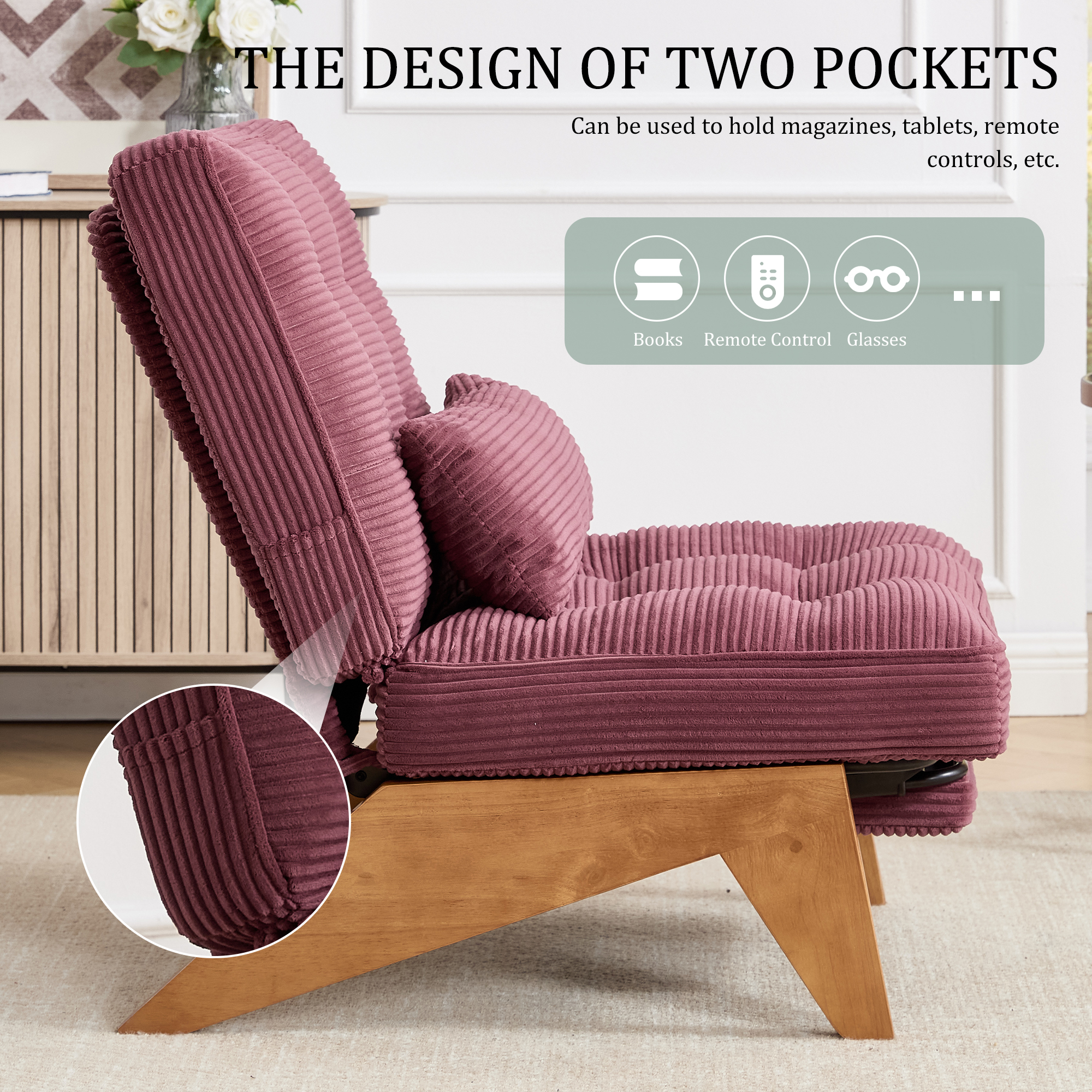 GOMYWAY Accent Chair With Integrated Foldable Ottoman