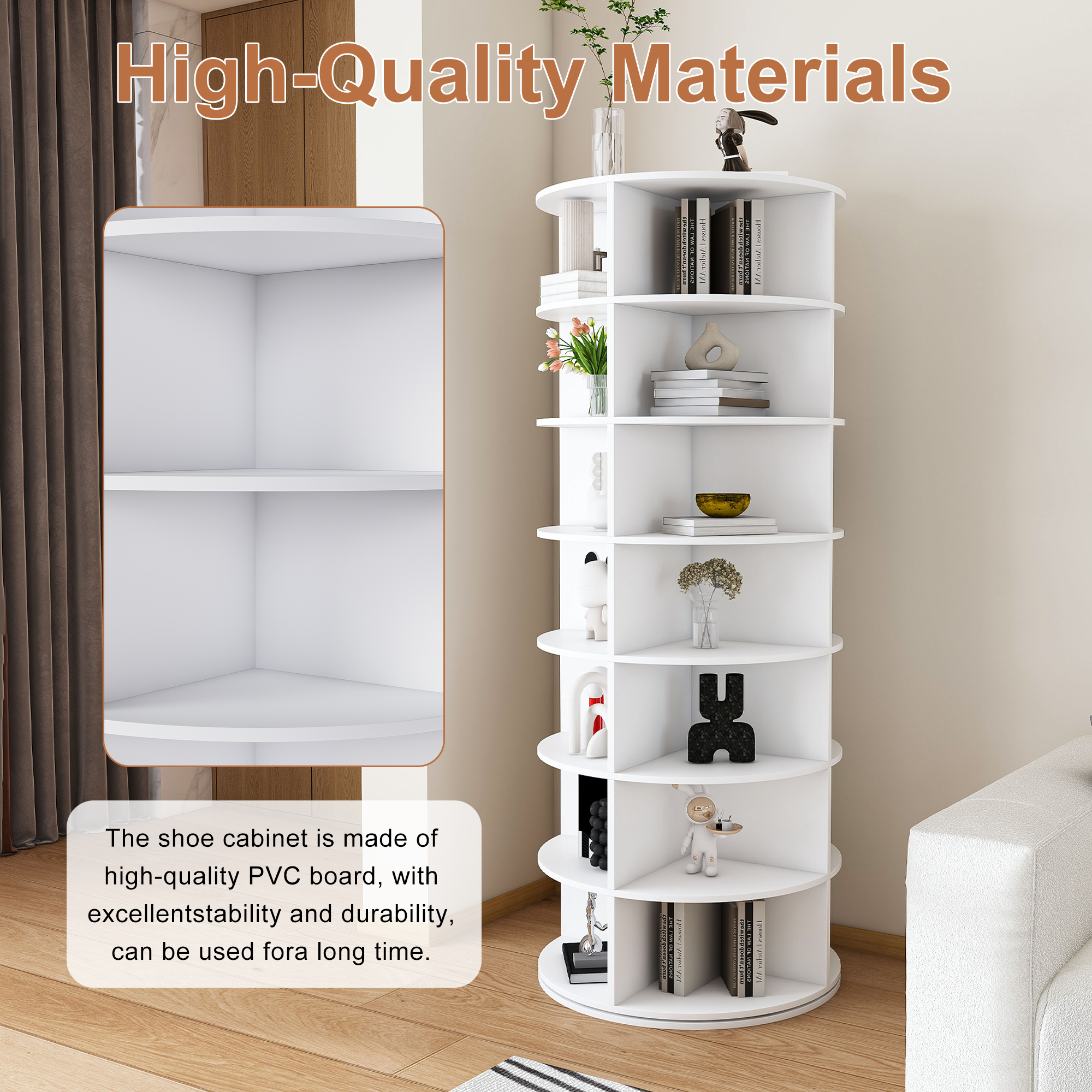 Rotating Shoe Rack Tower, 7-Tier Spinning Storage Free Standing 360 Revolving — image 4