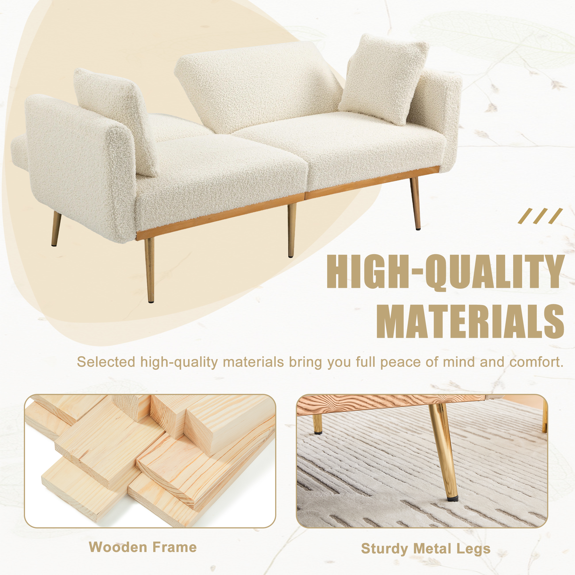 GOMYWAY Modern 2-seater Sofa For The Living Room, Velvet Upholstery — image 5