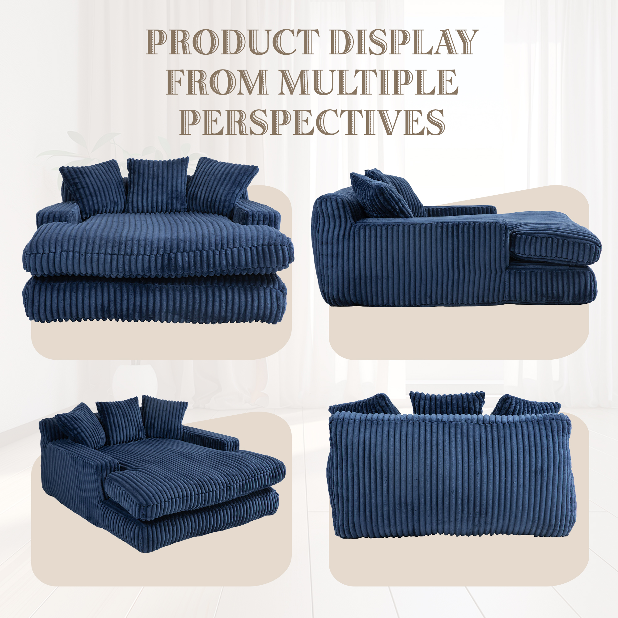 GOMYWAY Chaise Lounge Chair Indoor Bedroom, Oversized Sofa Upholstered Soft — image 5