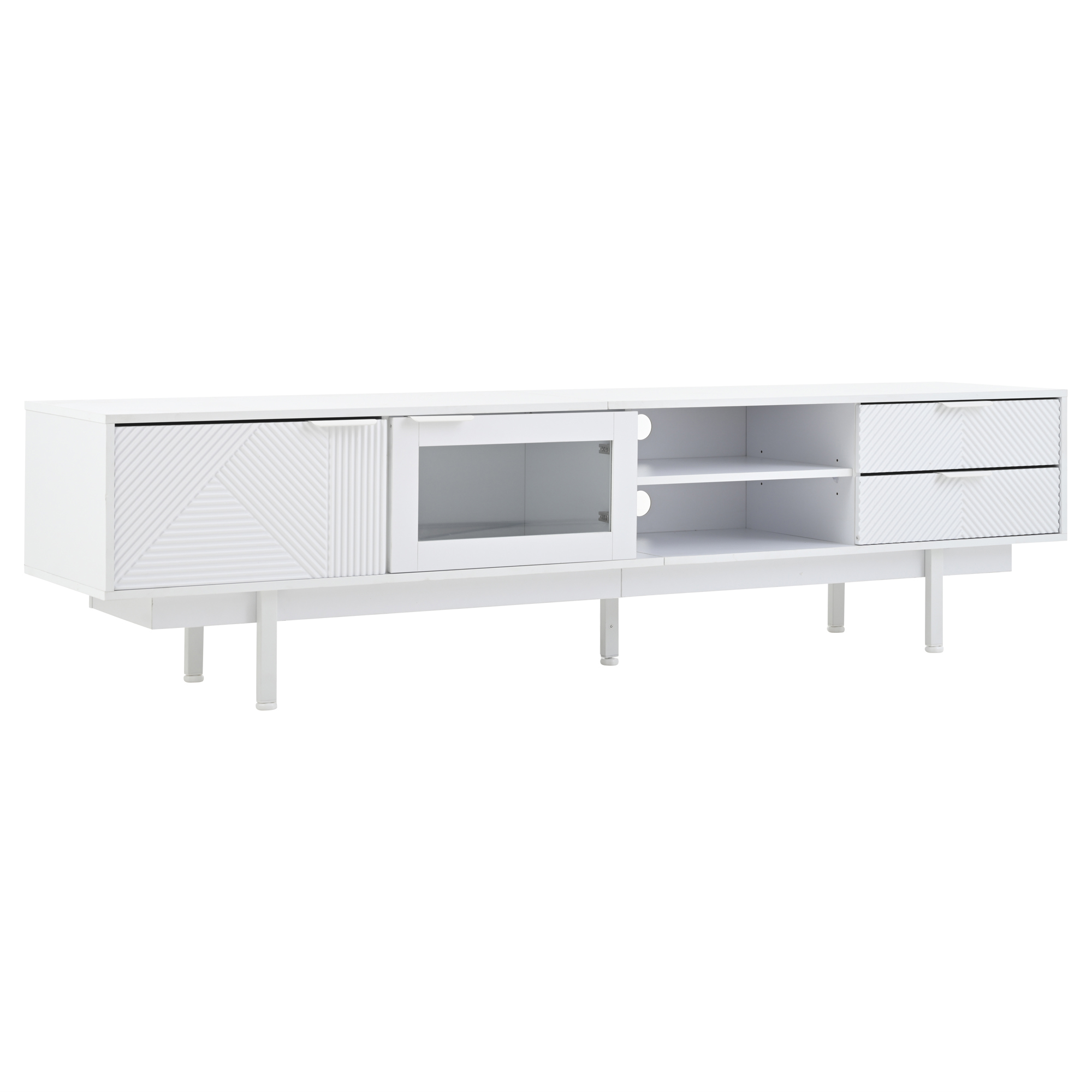 200x40x50.5 Cm Modern Minimalist Style White TV Unit TV Cabinet Stand Sideboard — image 5