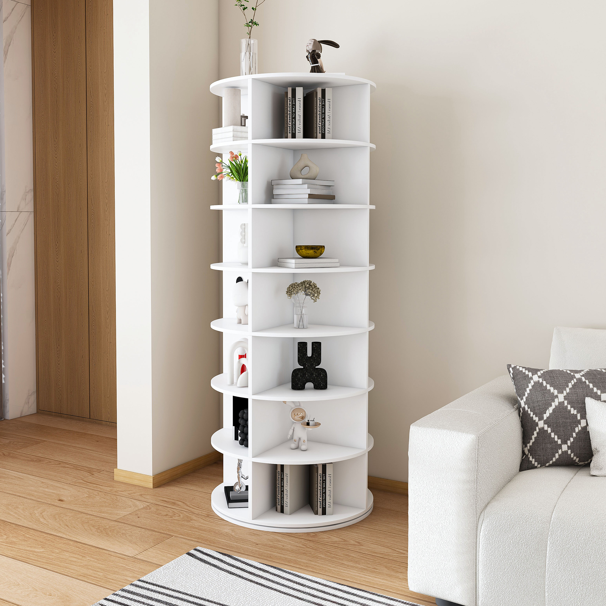 Rotating Shoe Rack Tower, 7-Tier Spinning Storage Free Standing 360 Revolving