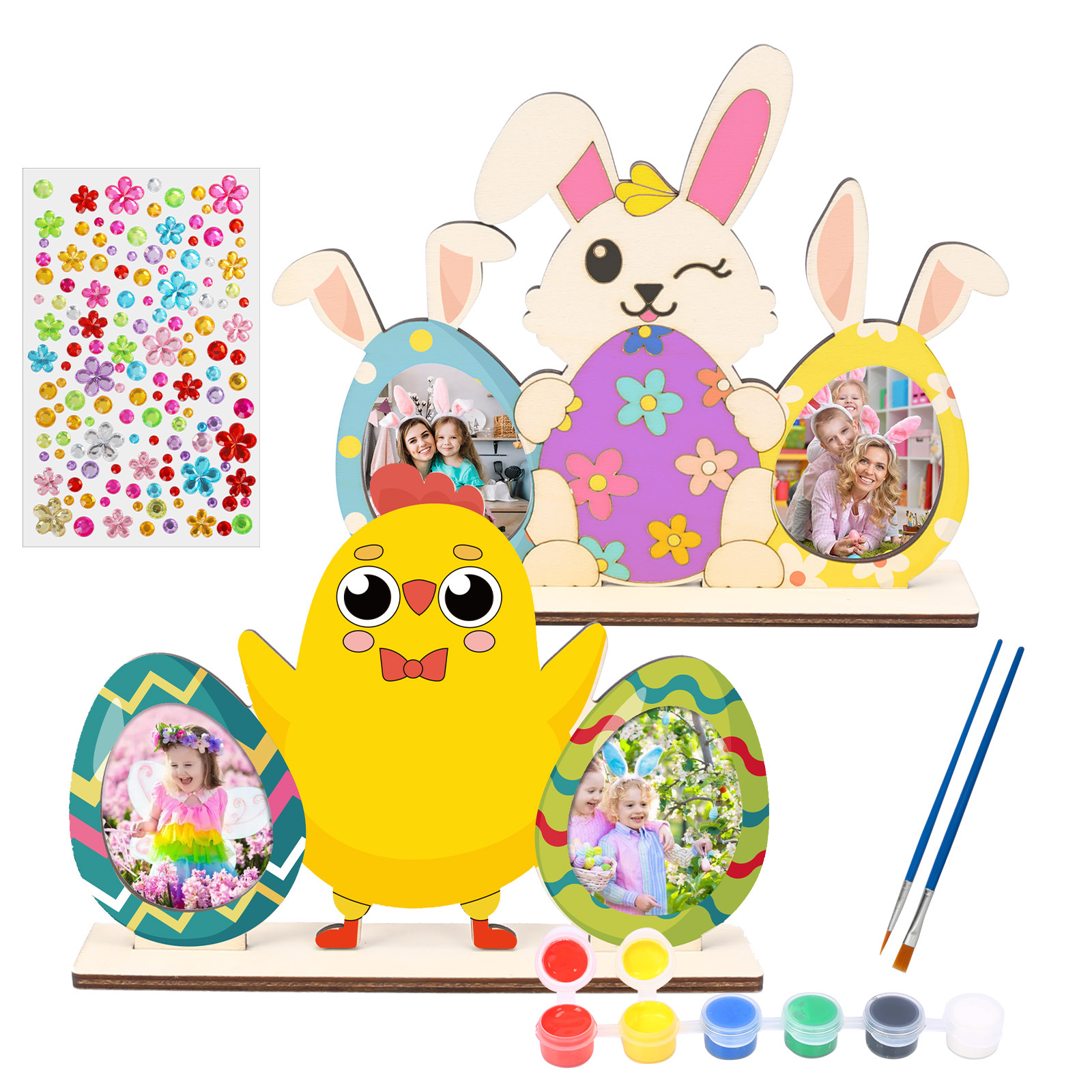 Easter Wooden Photo Frame Set - 2 Decorative Table Frames With Seasonal Designs For Festive Table Decor—multi-