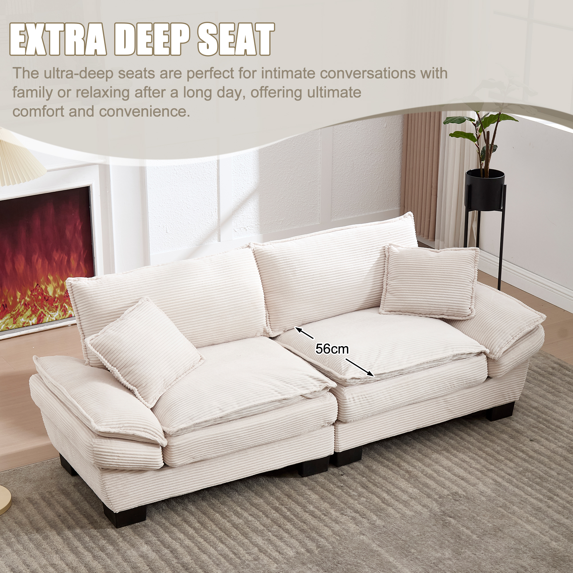 GOMYWAY Oversized Loveseat Sofa, Modern Couch 2 Seater Upholstered Sectional