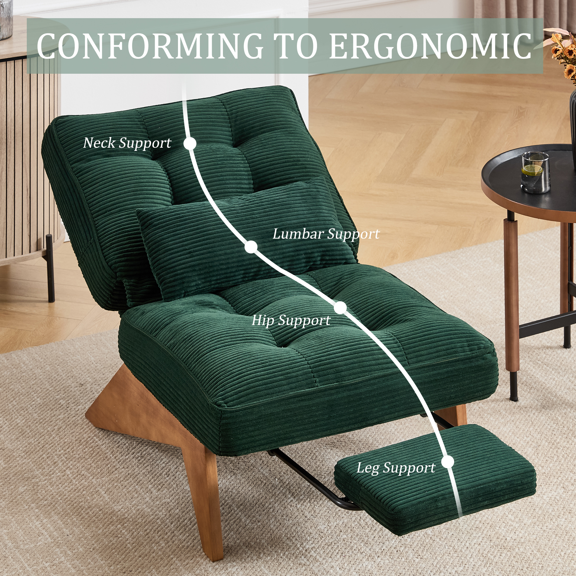 GOMYWAY Accent Chair With Integrated Foldable Ottoman