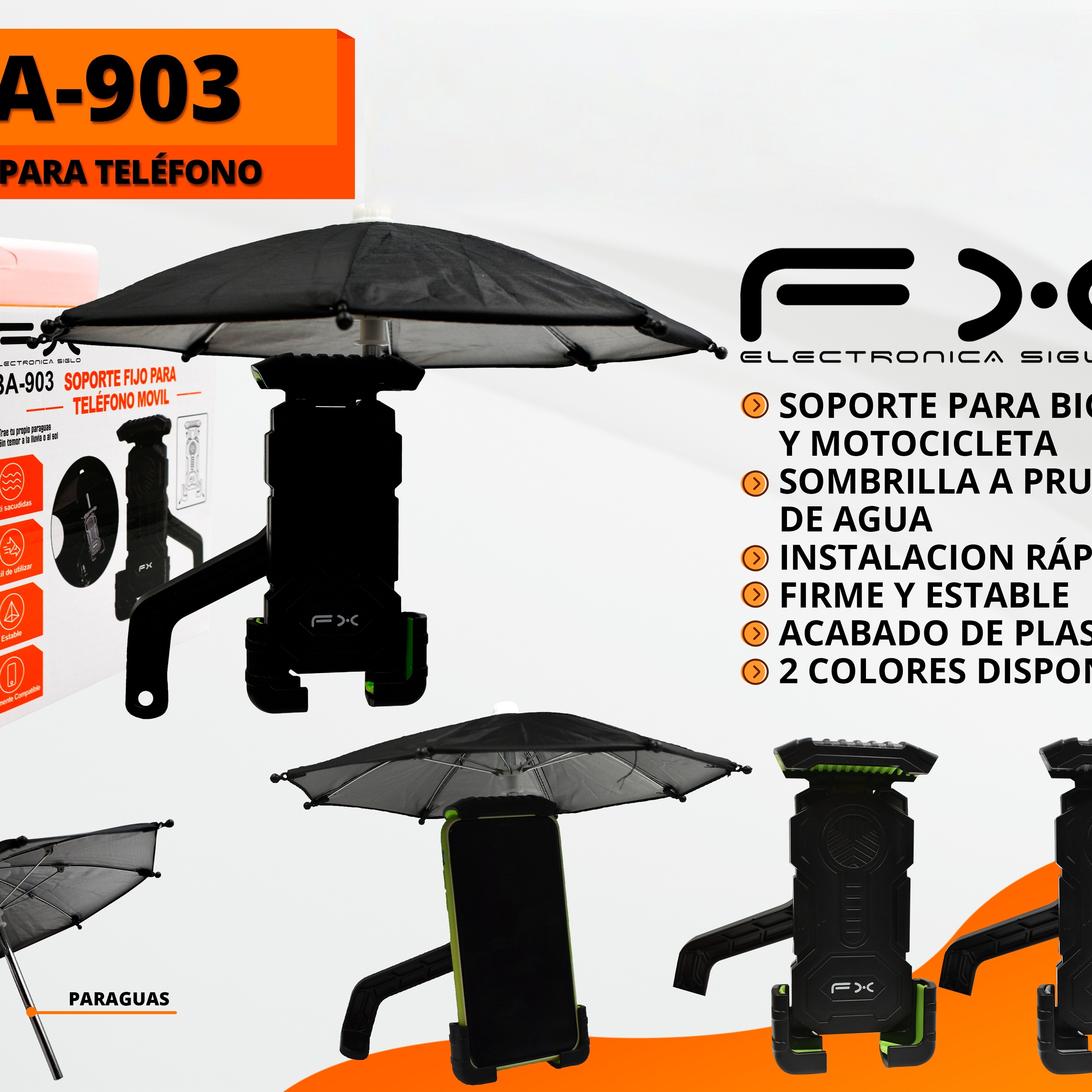 Black Waterproof Umbrella-style Phone Holder For Motorcycle And Bicycle Riding - Universal Fit