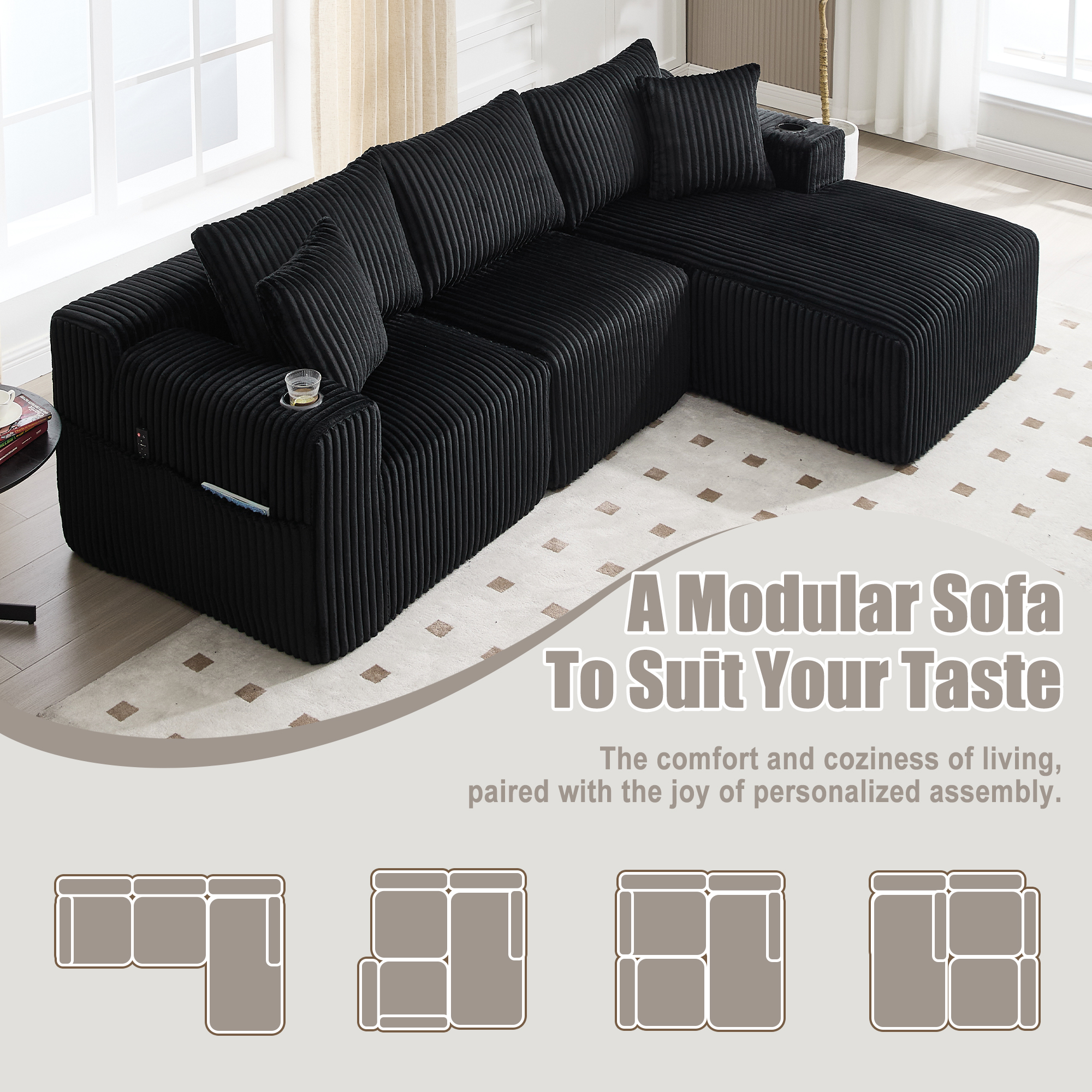 GOMYWAY Modular Sectional Sofa, L Shaped Comfy Cloud Couch With Deep Seat — image 3