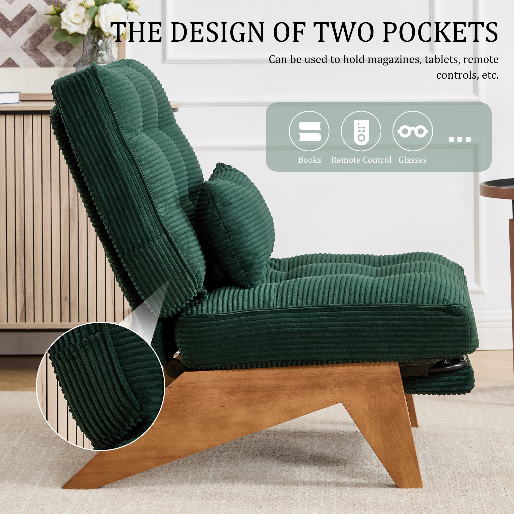 GOMYWAY Accent Chair With Integrated Foldable Ottoman