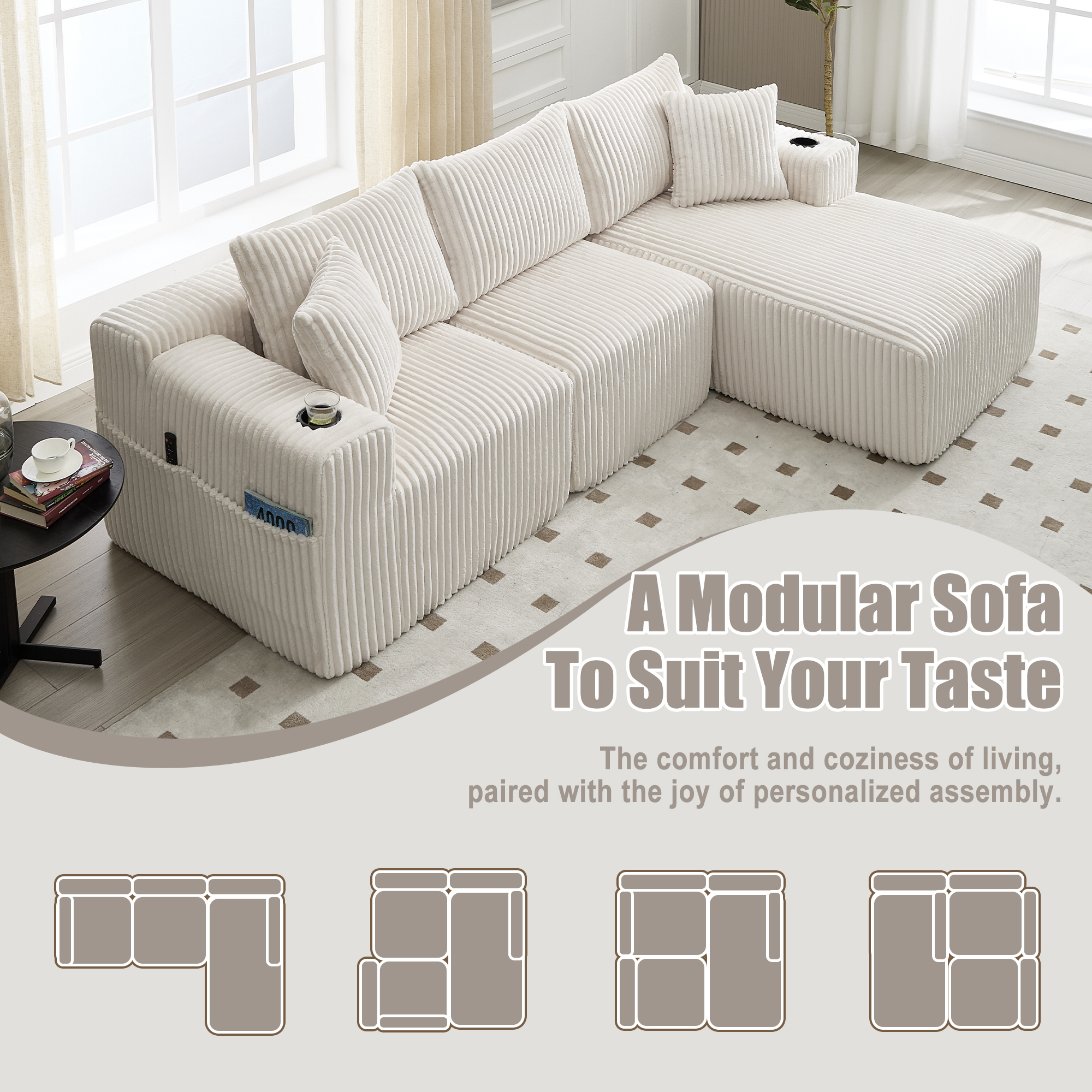 GOMYWAY Modular Sectional Sofa, L Shaped Comfy Cloud Couch With Deep Seat — image 2