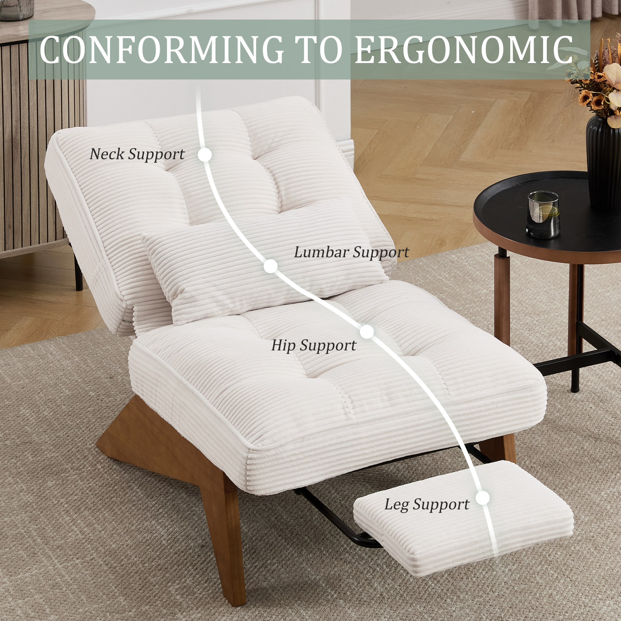 GOMYWAY Accent Chair With Integrated Foldable Ottoman