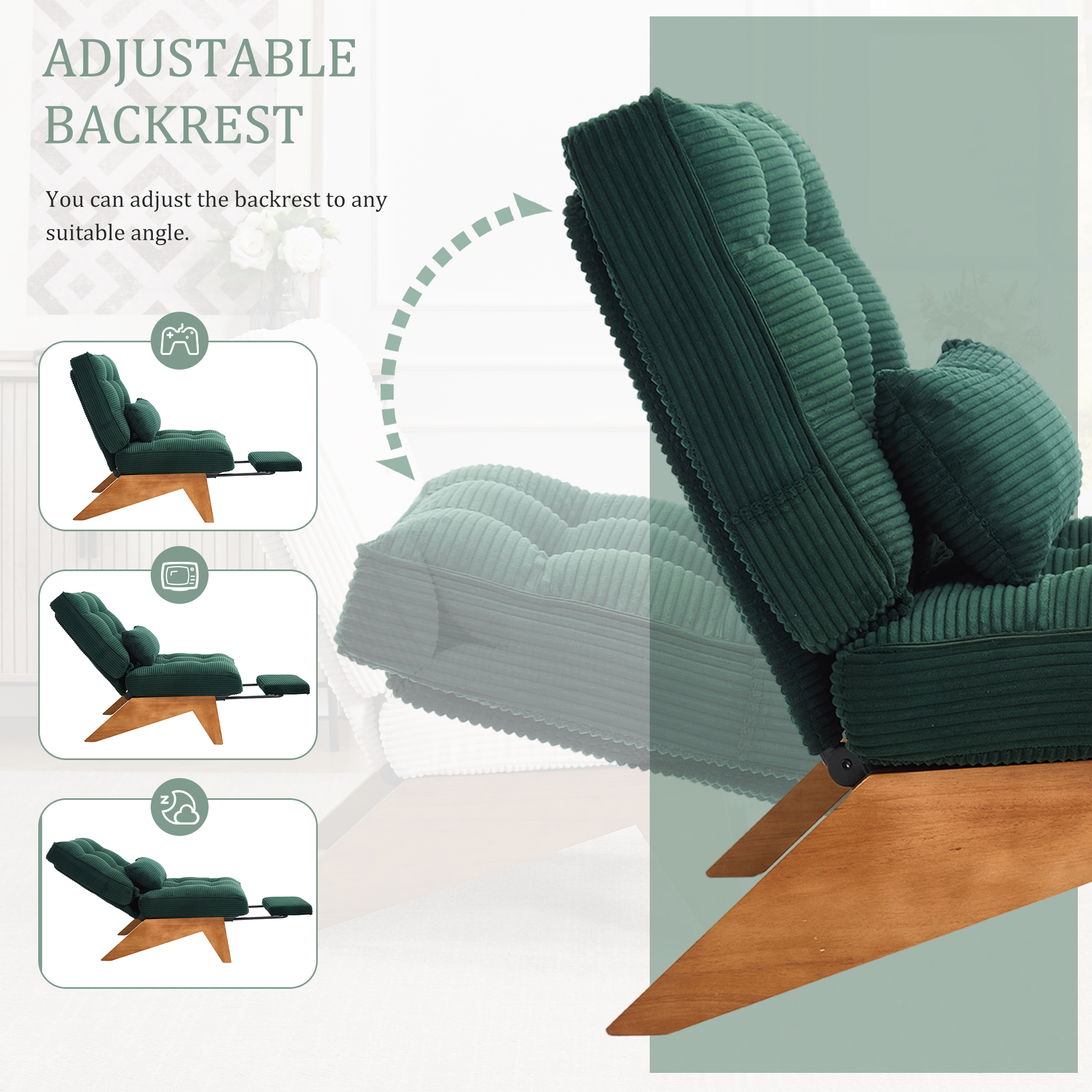 GOMYWAY Accent Chair With Integrated Foldable Ottoman