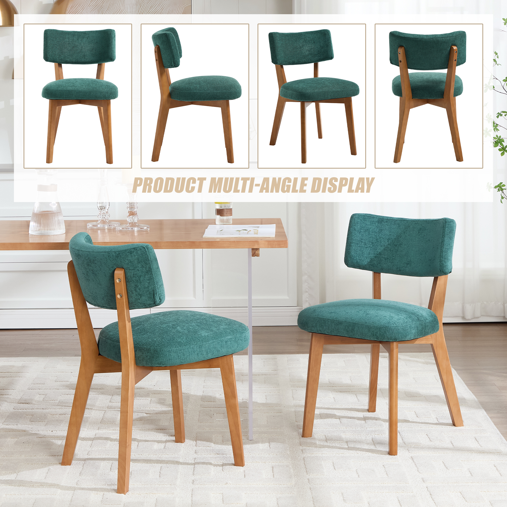 GOMYWAY Mid-Century Modern Dining Chairs Set Of 2, Upholstered Mid-Back Armless — image 5
