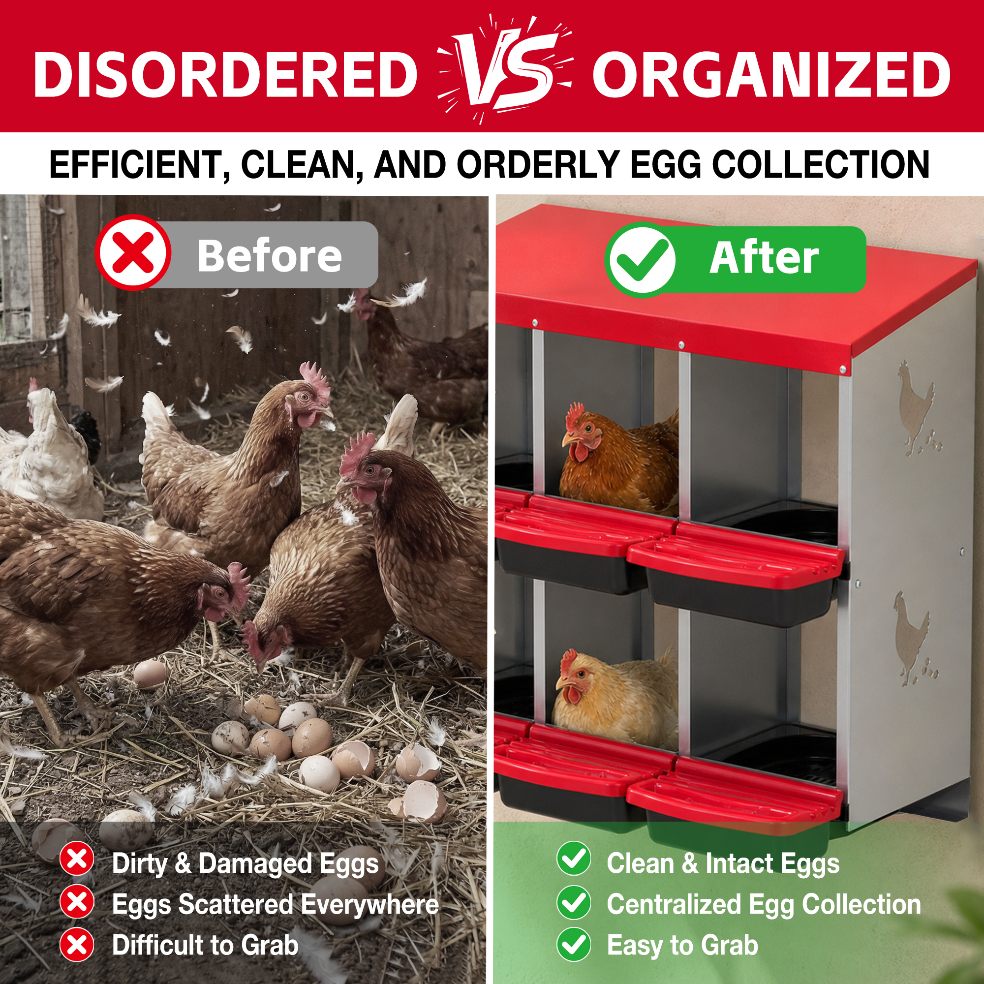 108cm X 53cm X 80cm 8-Compartment Chicken Nesting Box, Galvanized Steel — image 4