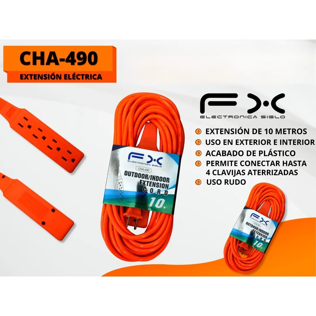 Extension Cord Strip 10m Orange Indoor