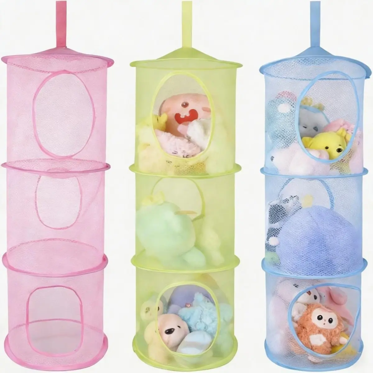 Hanging Storage Set, 3 Colorful Baskets