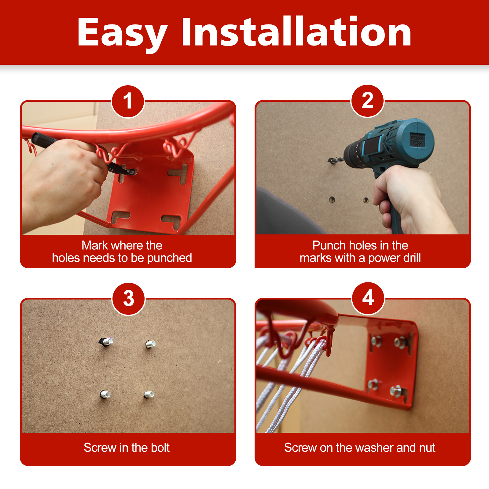 Basketball Hoop Wall Mounted, Heavy-Duty Reinforced Rim For Outdoor Indoor — image 5