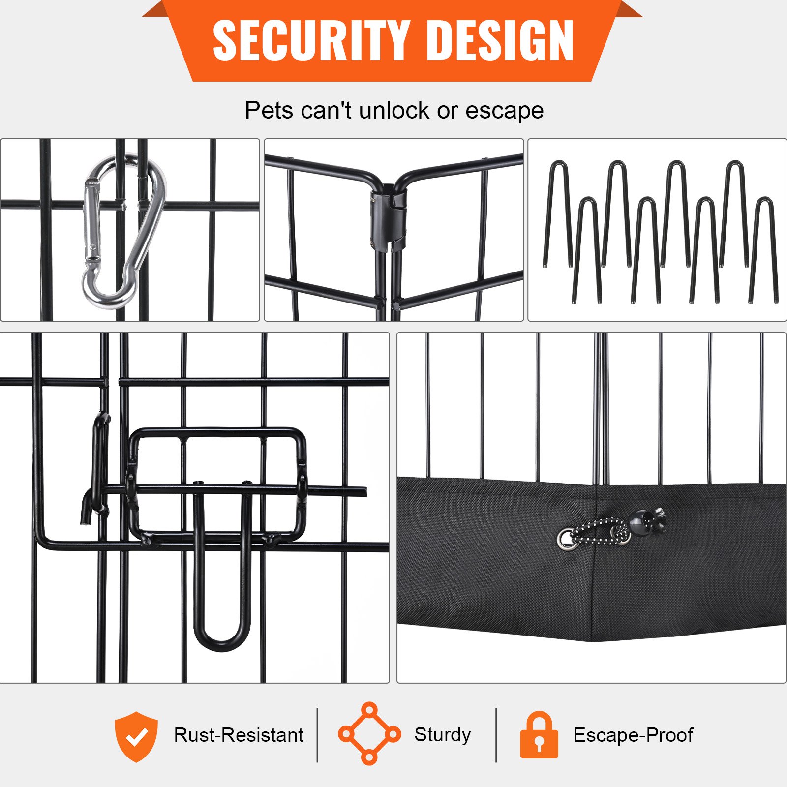Parque Para Perros , Corral Plegable De Metal 8 Paneles Con Base Acolchada. 61 Cm Alto Con Estacas Para Suelo. Para Interior/exterior, Mascotas Pequeñas Y Medianas. Ideal Para Camping Y Jardín.