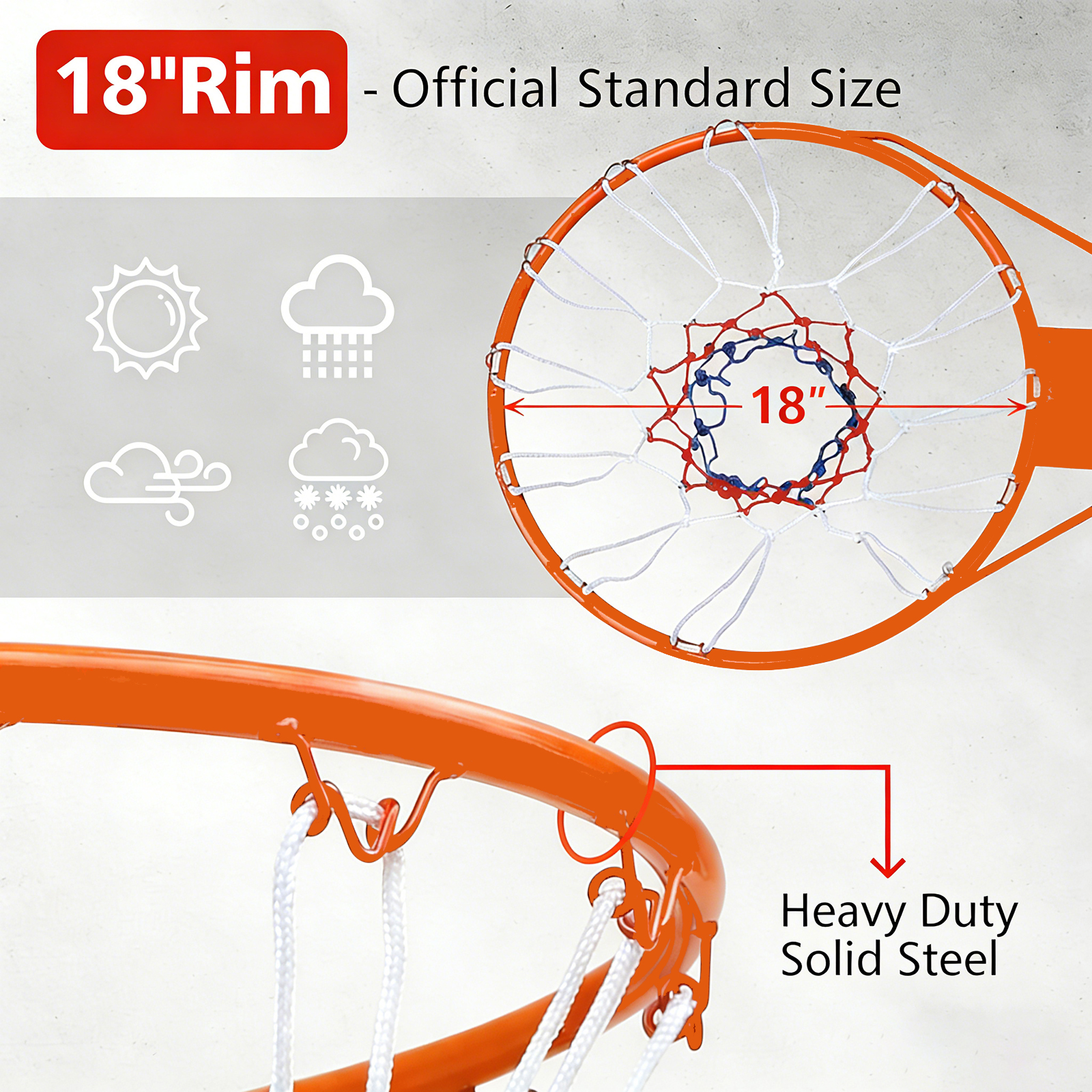 Basketball Hoop Wall Mounted, Heavy-Duty Reinforced Rim For Outdoor Indoor — image 3