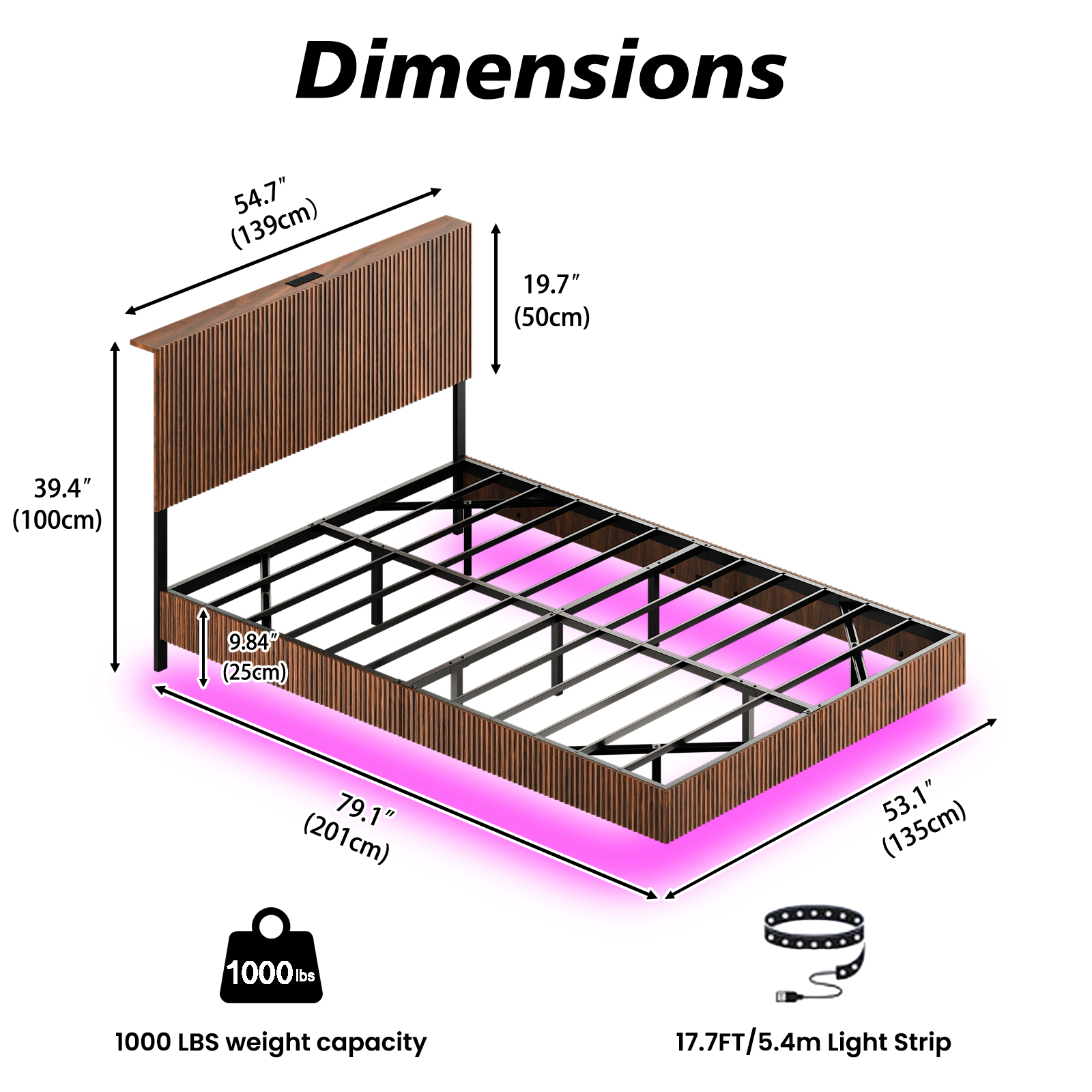Modern Floating Bed With Recessed Detailing & Headboard, Fitted LED Ambient — image 2