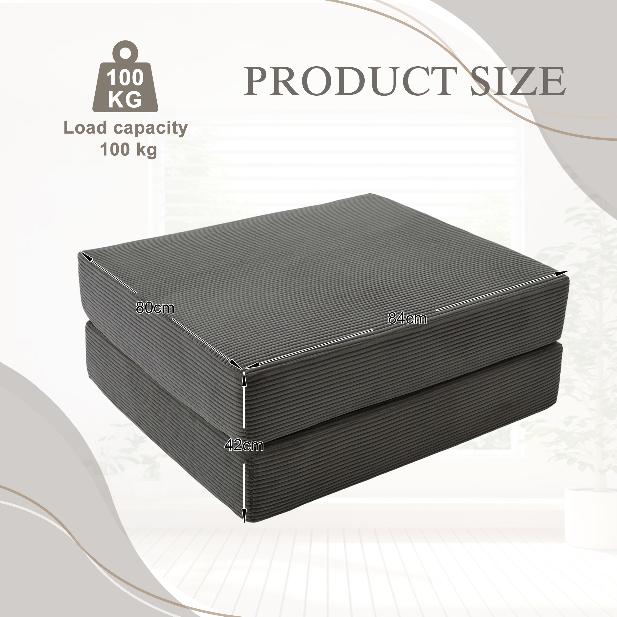 Cord Compression Ottoman Made Of Soft, Skin-friendly Fabric,With 2 High-density — image 4