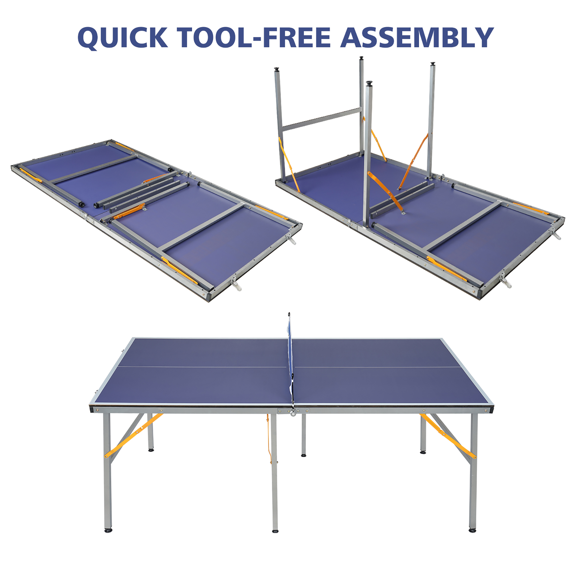 Table Tennis Foldable Movable Ping Pong Indoor Outdoor Regulation Size, Single — image 5