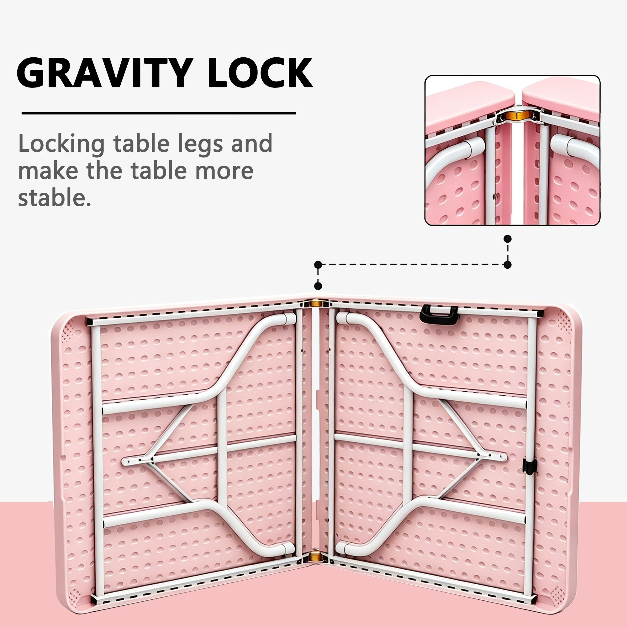 6ft Folding Table, Heavy Duty Portable Plastic With Carry Handle, Foldable — image 5