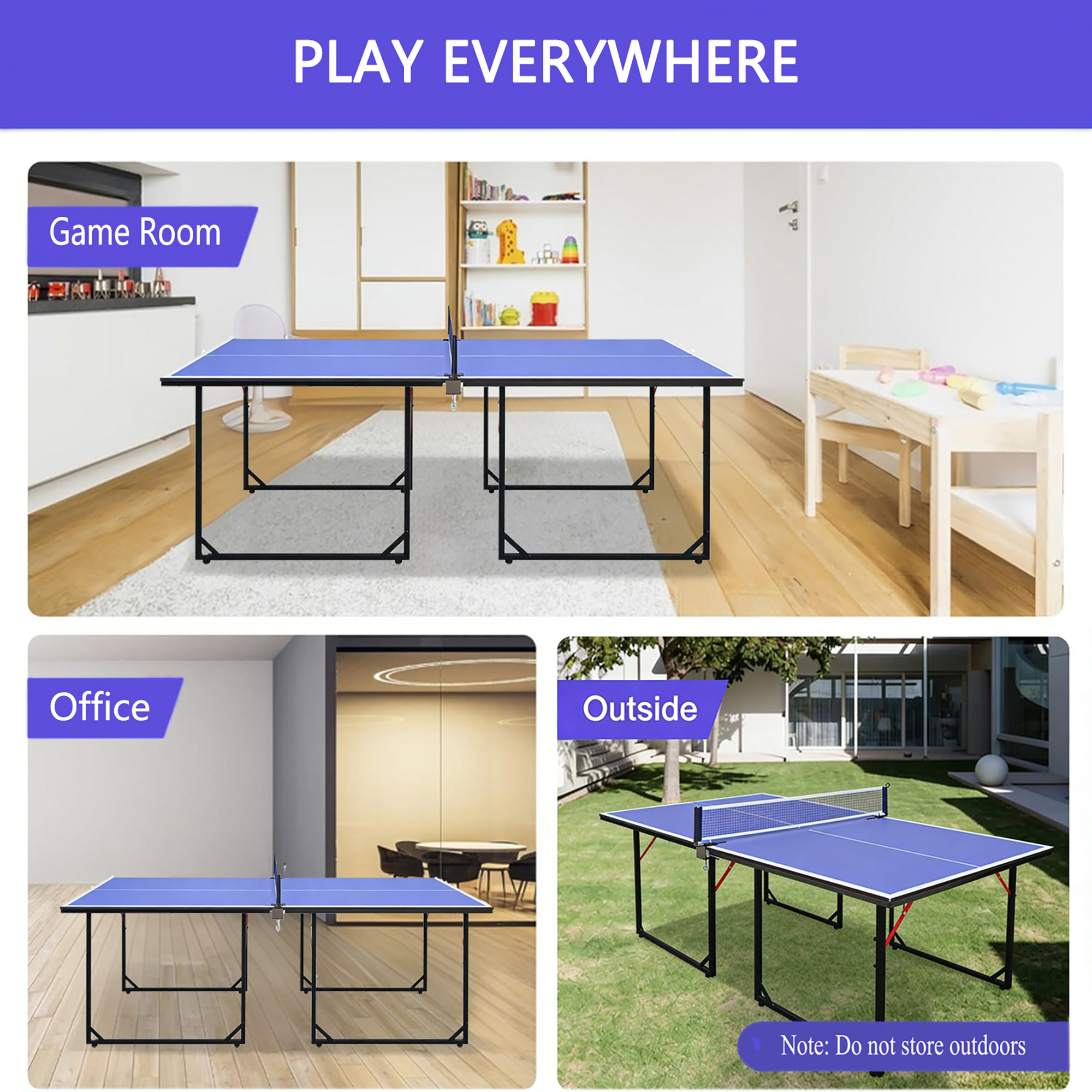 Foldable table tennis table,indoor & outdoor ping pong