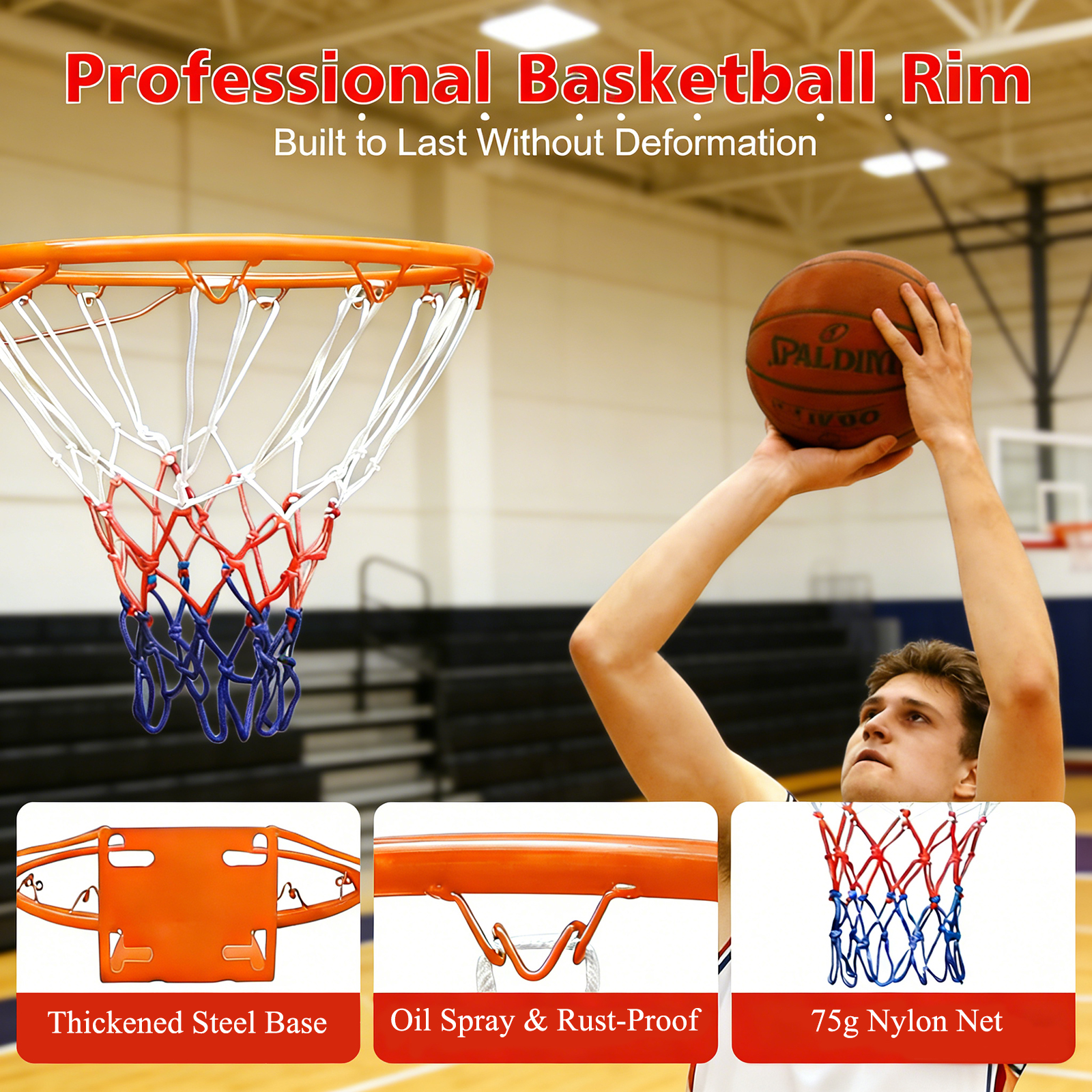 Basketball Hoop Wall Mounted, Heavy-Duty Reinforced Rim For Outdoor Indoor — image 5
