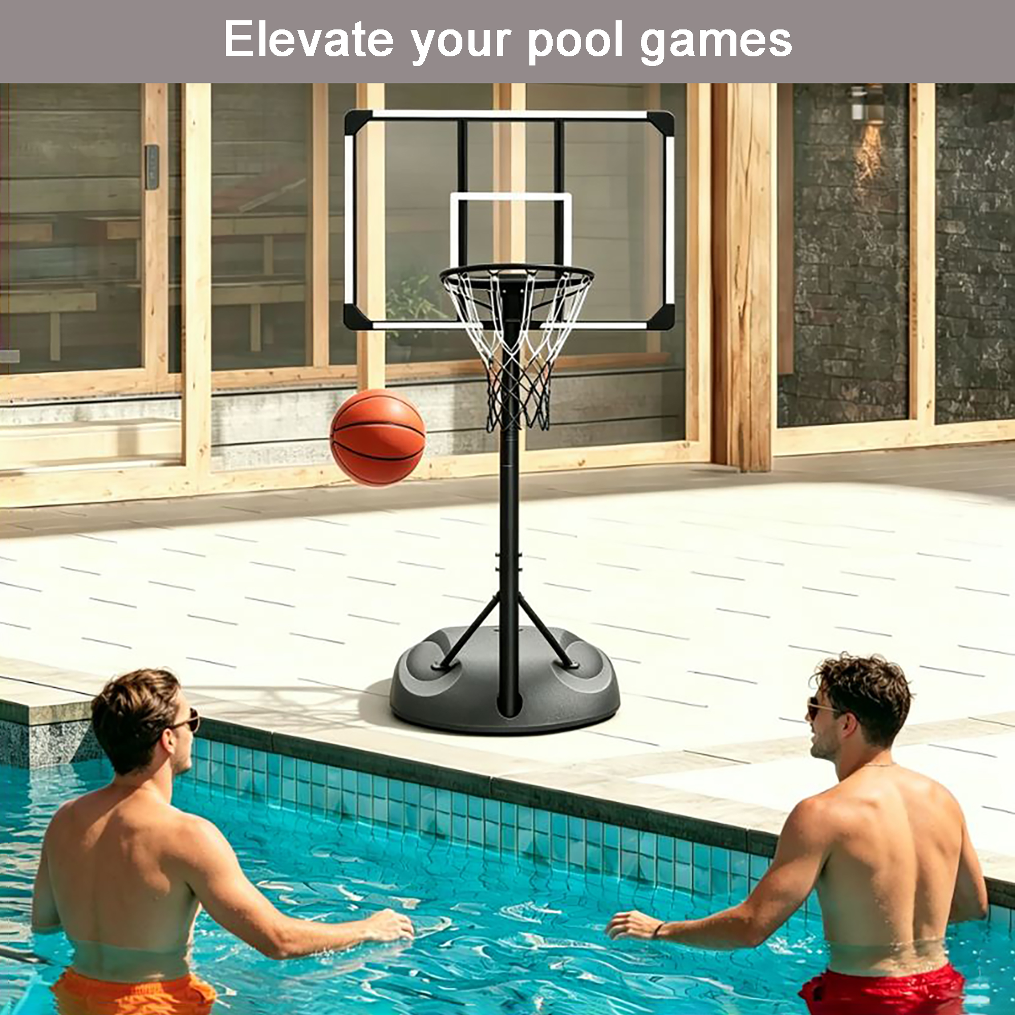 Portable Basketball Hoop Stand, Height Adjustable 1.67-2.28m Sturdy Base