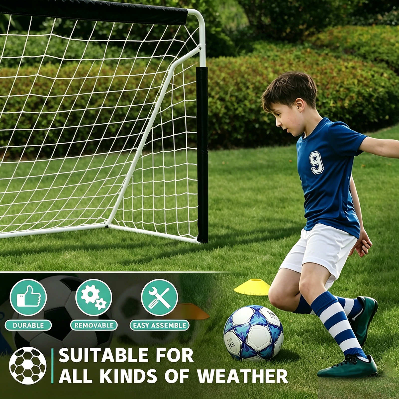 Portable Football Goal,Foldable Soccer Goal Net With Quick Set-Up — image 2