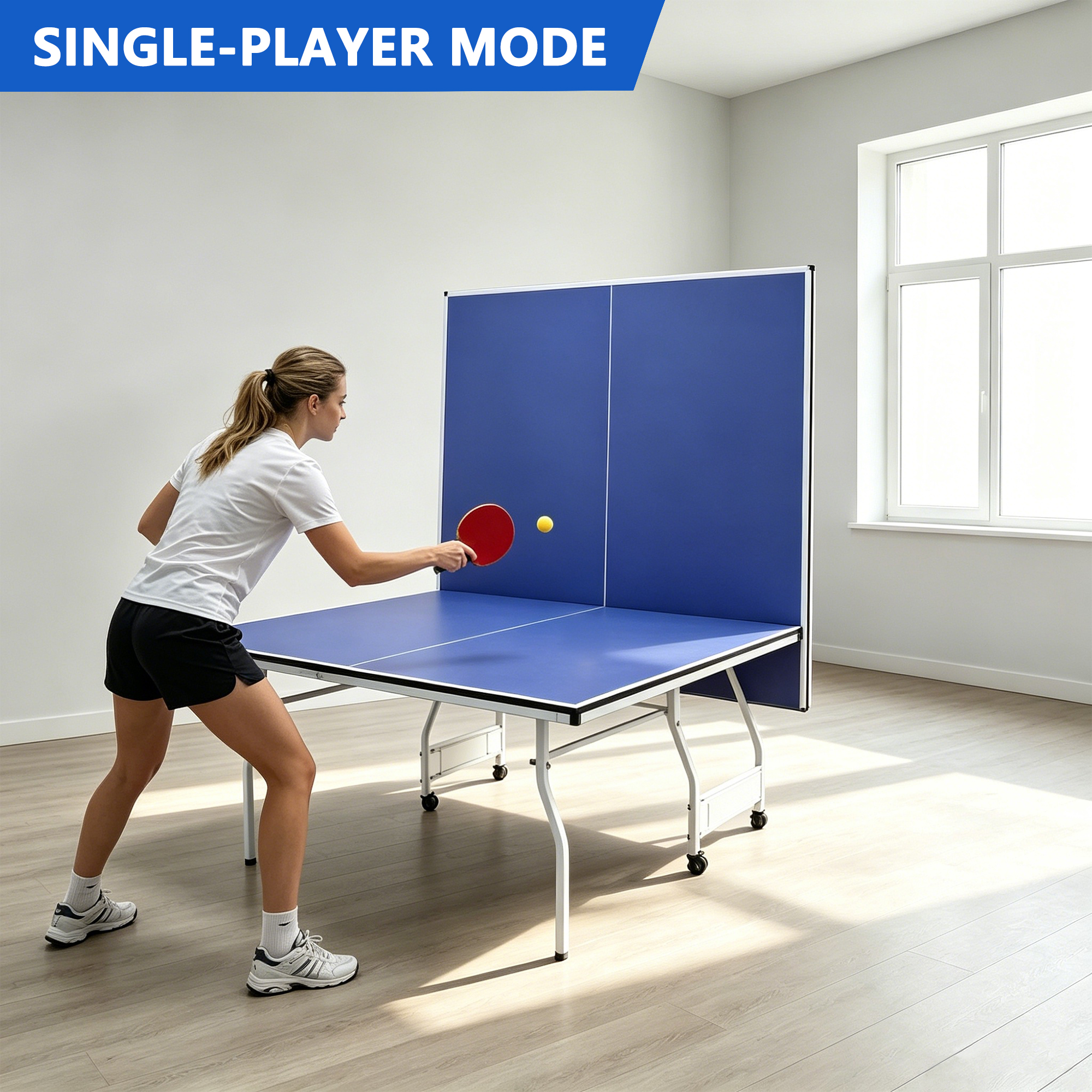 Foldable Full Size Table Tennis Indoor Outdoor Ping Pong With Net, Paddles