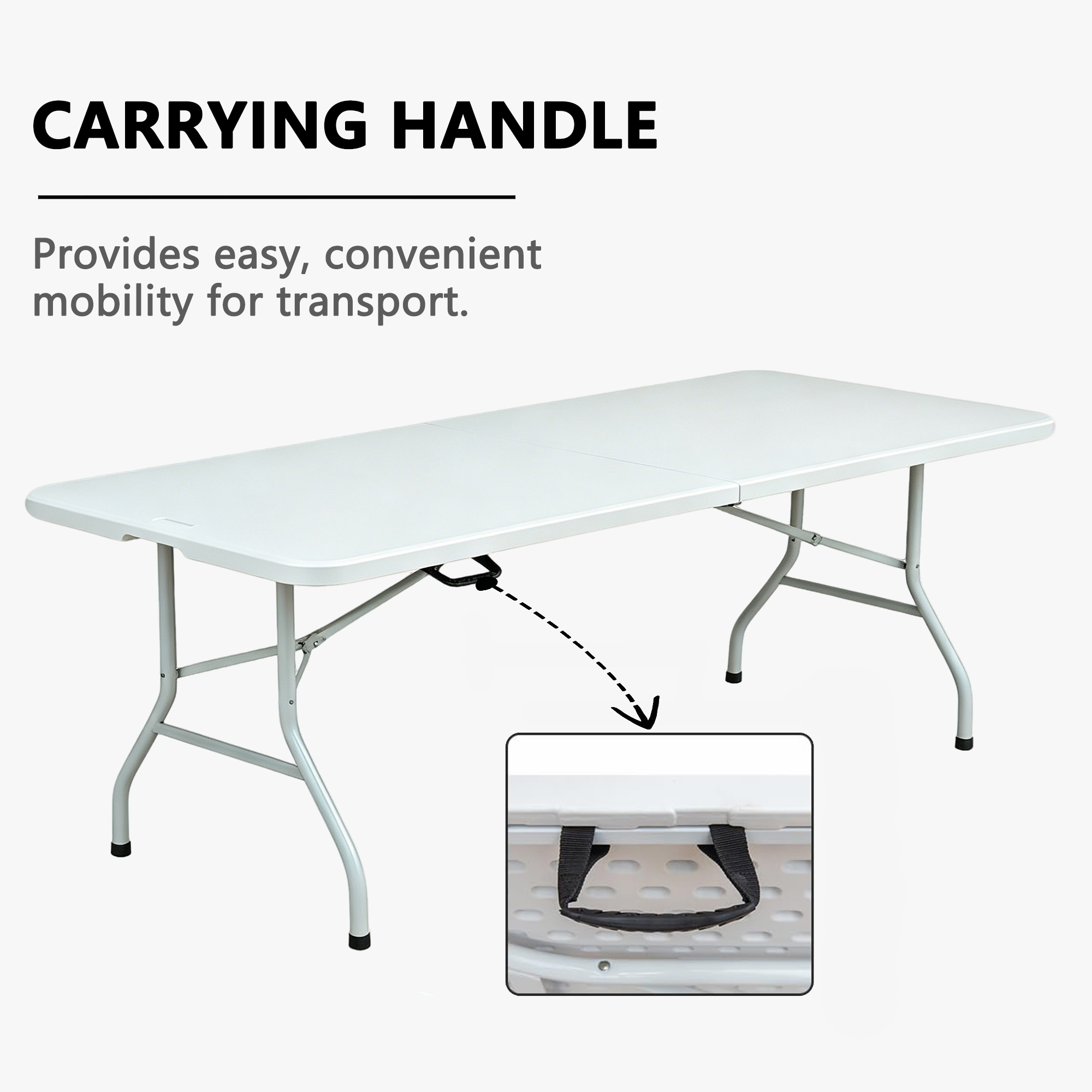 6ft Folding Table, Heavy Duty Portable Plastic With Carry Handle, Foldable — image 5