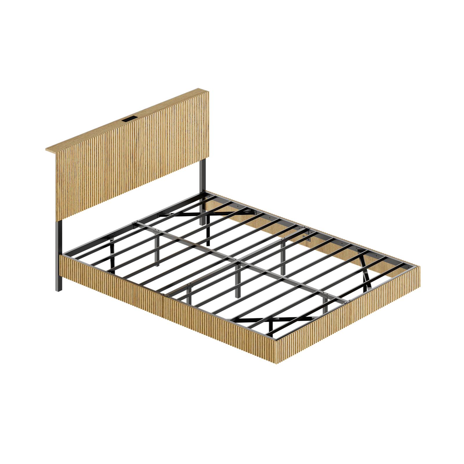 Modern Floating Bed With Recessed Detailing & Headboard, Fitted LED Ambient — image 3