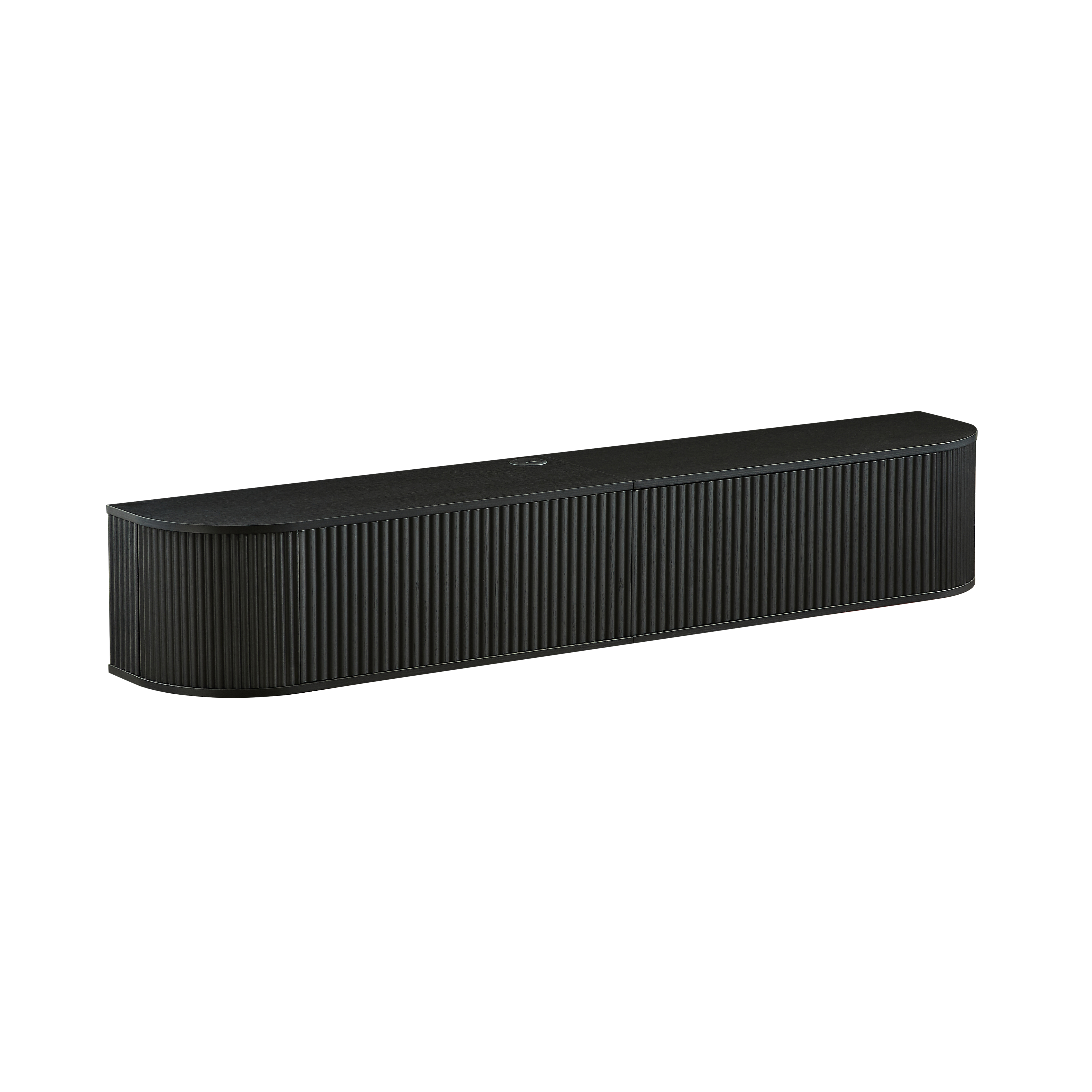 180cm Wall Mounted Floating TV Cabinet With Fluted Doors, Large Capacity Media — image 3
