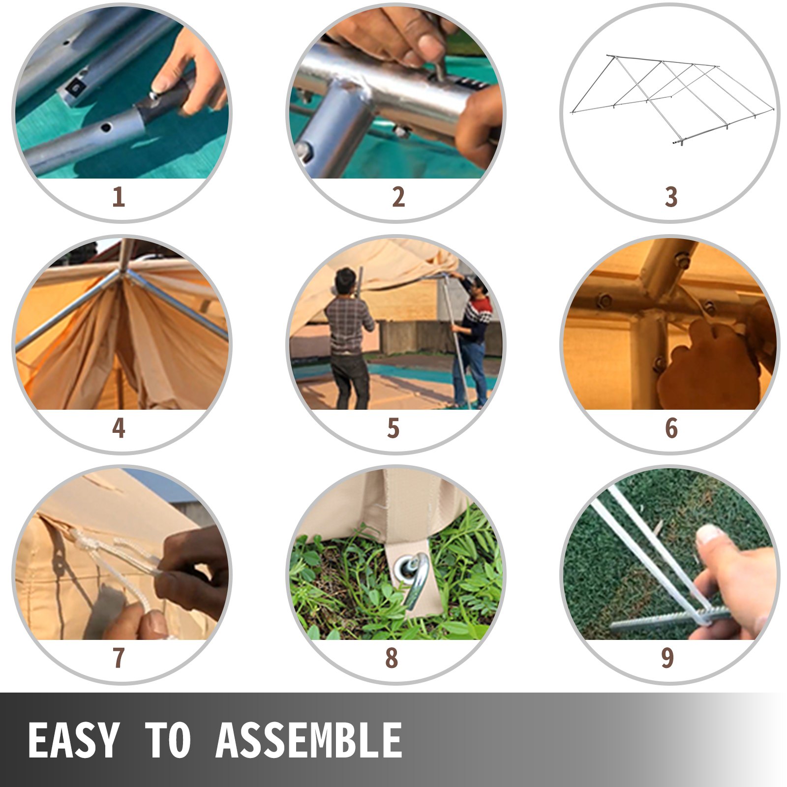 Tienda De Campaña De Lona De 3 X 3,6 M, Con Solapa De PVC, Impermeable, Para Acampar, Con Orificio Para Estufa, Para 6-8 Personas, Ideal Para Exteriores, Camping, Senderismo, Fiestas Y Caza.