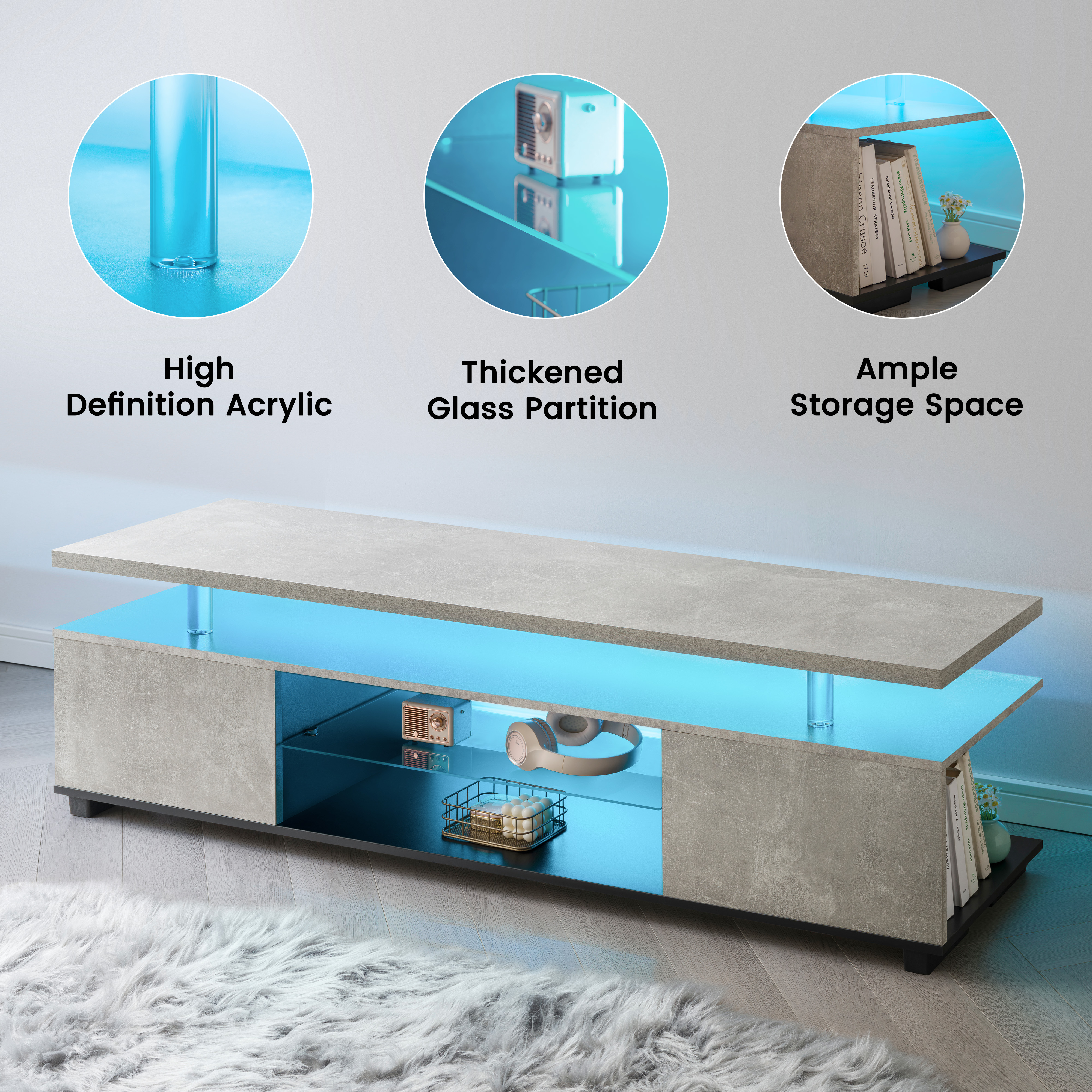 TV Stand For 60 Inch TV LED Gaming Entertainment Center Media Storage Console — image 3