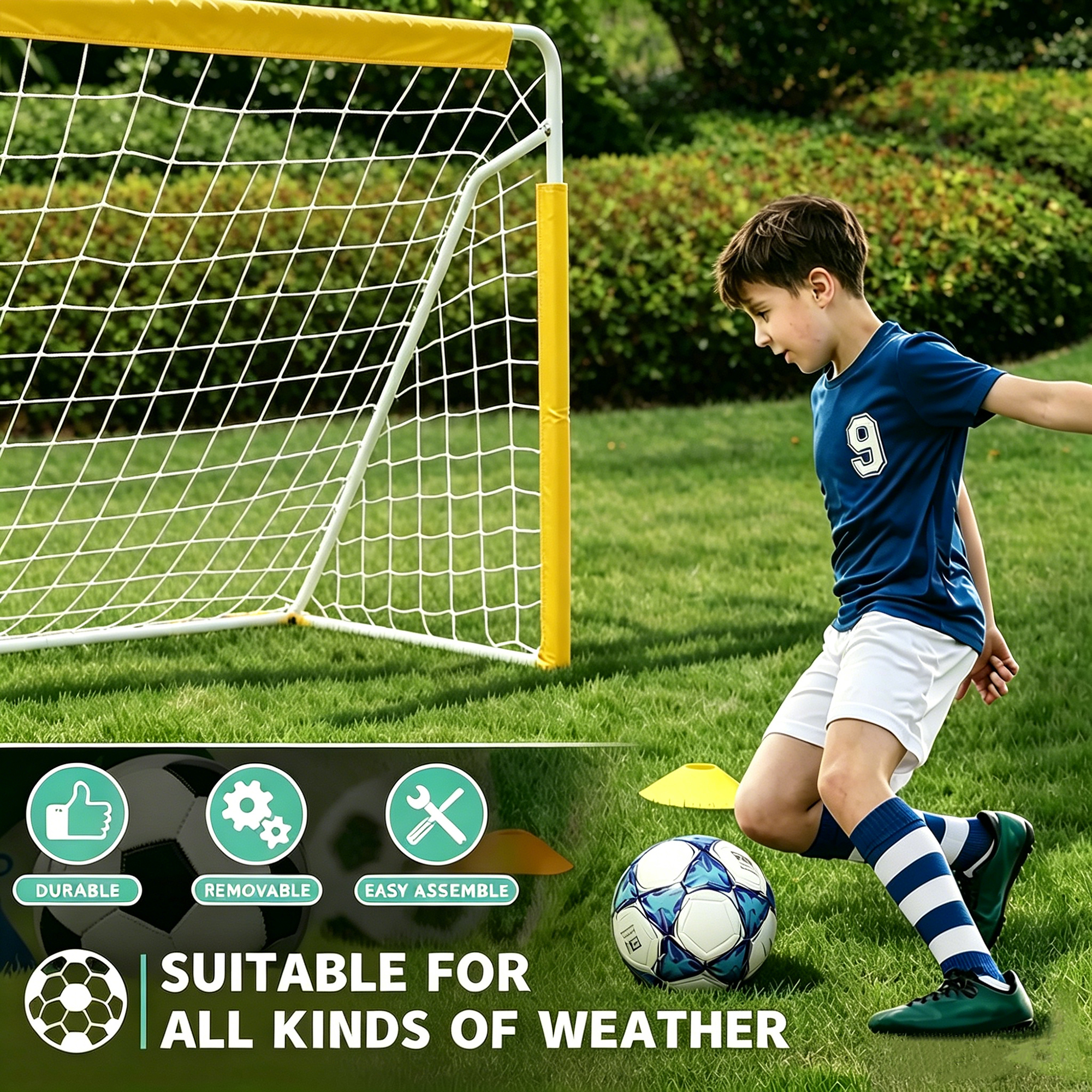 Portable Football Goal,Foldable Soccer Goal Net With Quick Set-Up — image 3