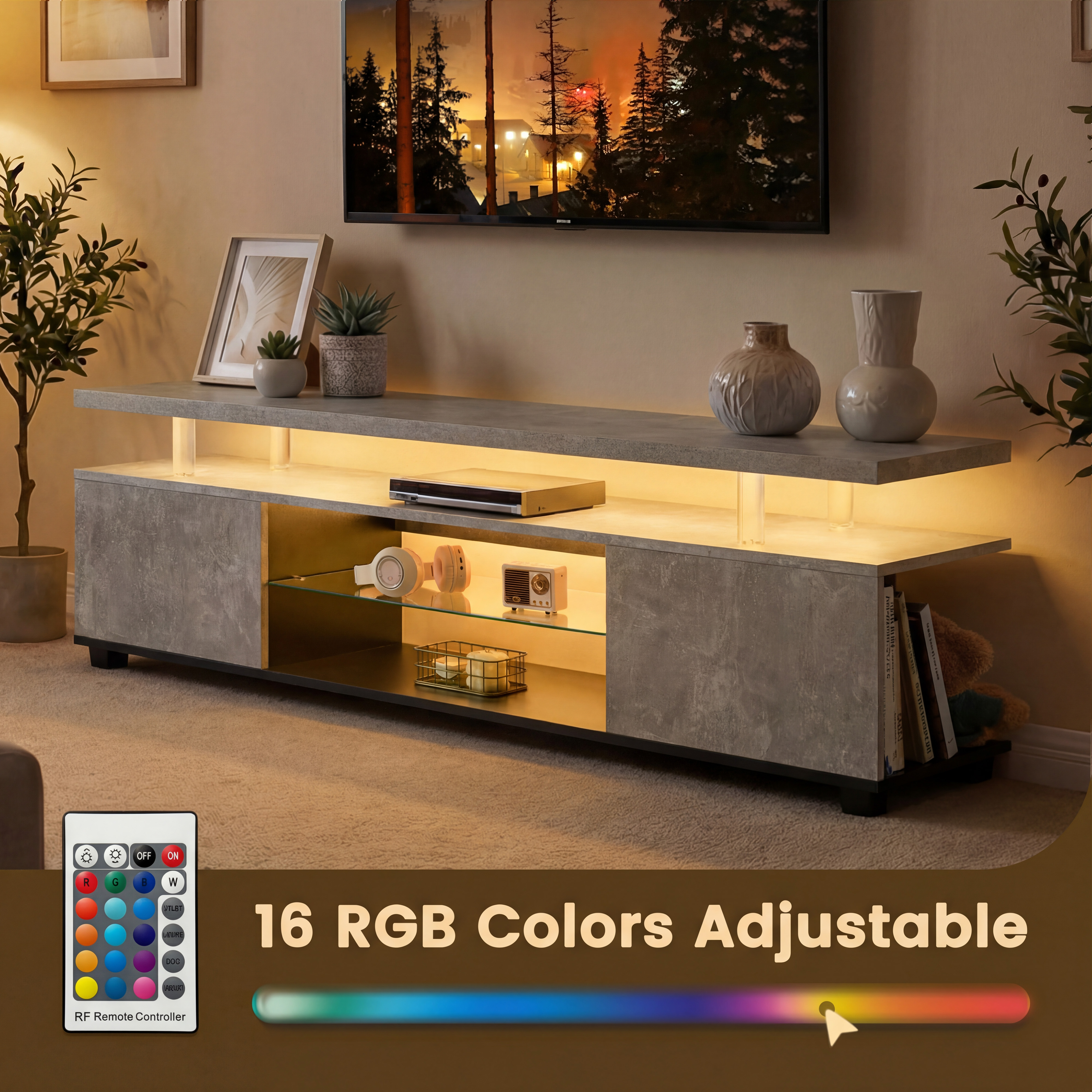 TV Stand For 60 Inch TV LED Gaming Entertainment Center Media Storage Console