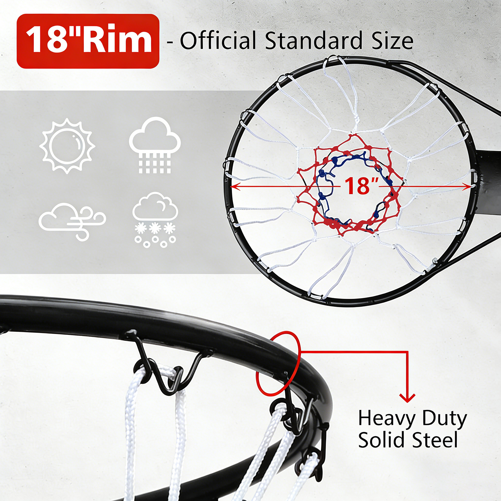 Basketball Hoop Wall Mounted, Heavy-Duty Reinforced Rim For Outdoor Indoor — image 3