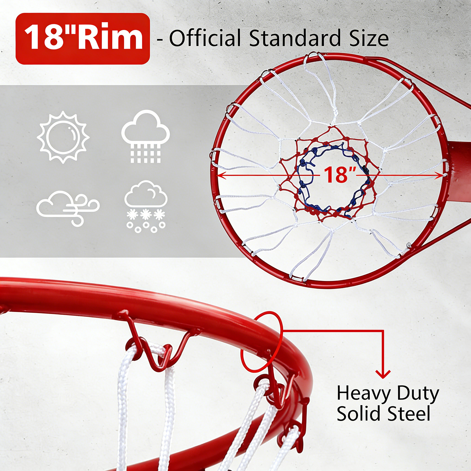 Basketball Hoop Wall Mounted, Heavy-Duty Reinforced Rim For Outdoor Indoor — image 3