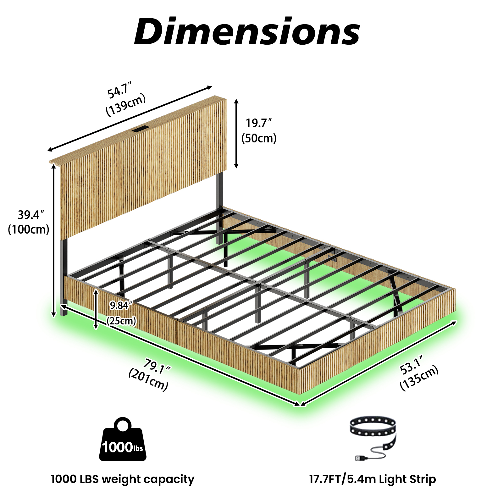 Modern Floating Bed With Recessed Detailing & Headboard, Fitted LED Ambient — image 5