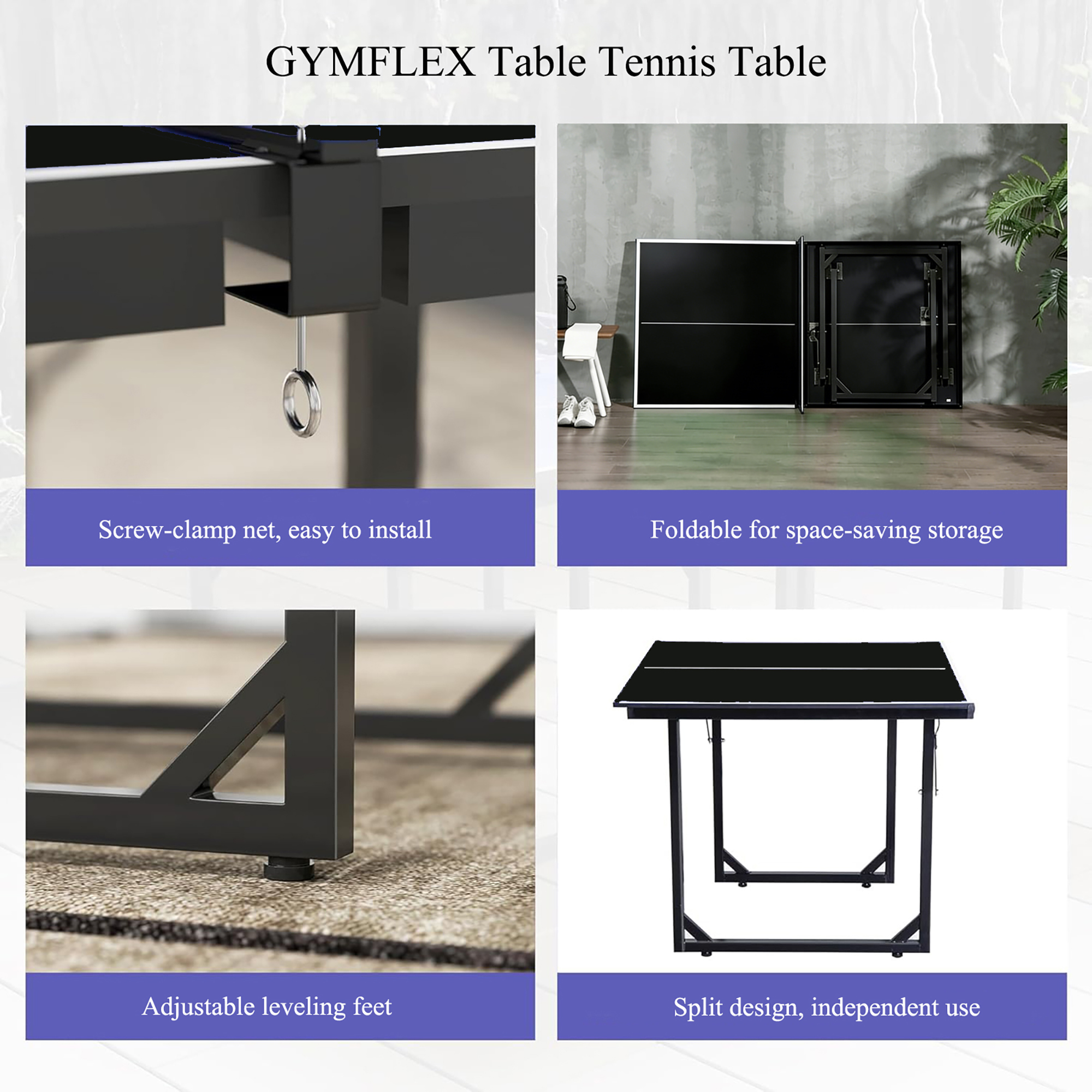 Foldable Table Tennis Table,Indoor & Outdoor Portable Ping Pong Set, Includes — image 4