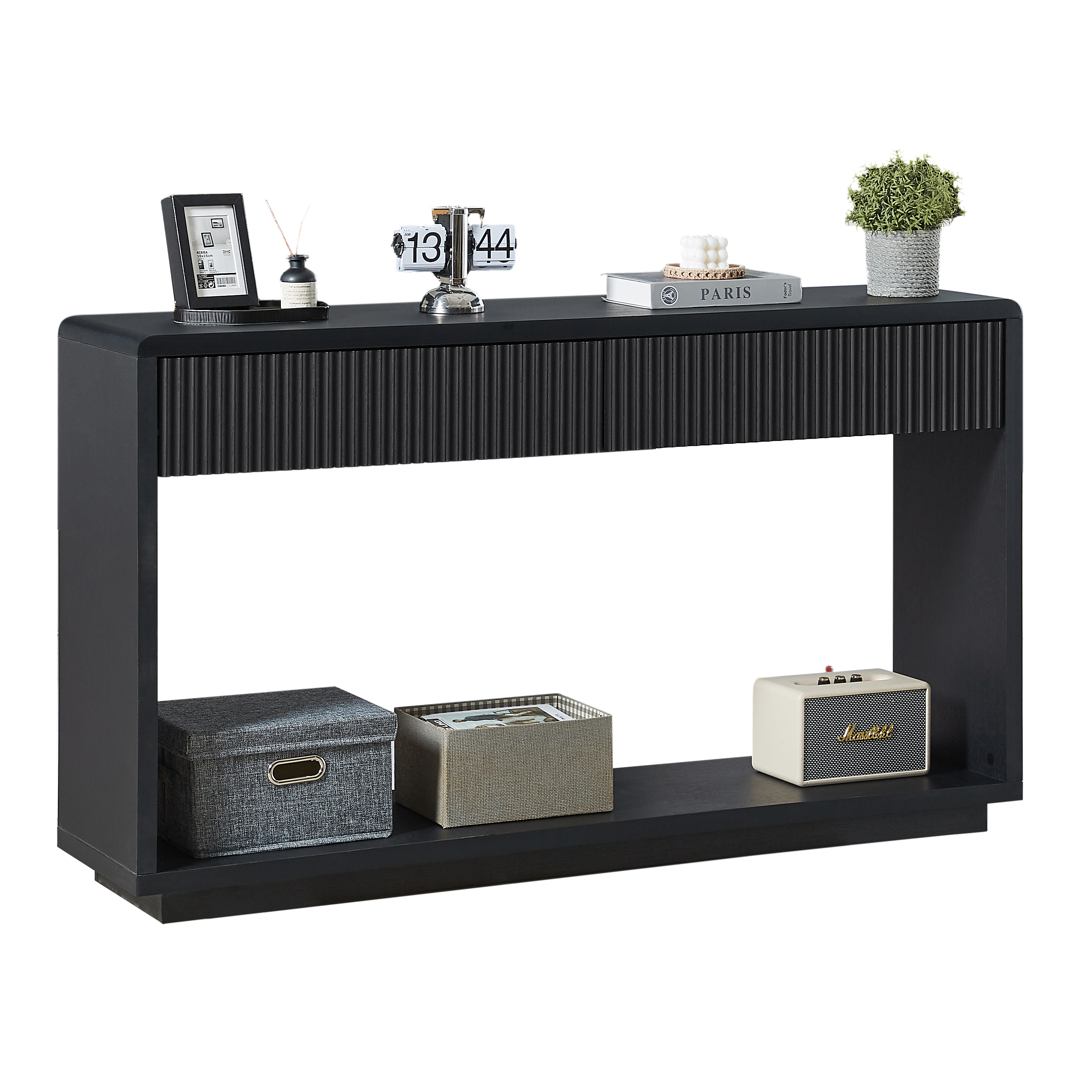 Modern Hallway Storage Cabinet, 150cm Wide, Large Double Drawers And Open — image 5