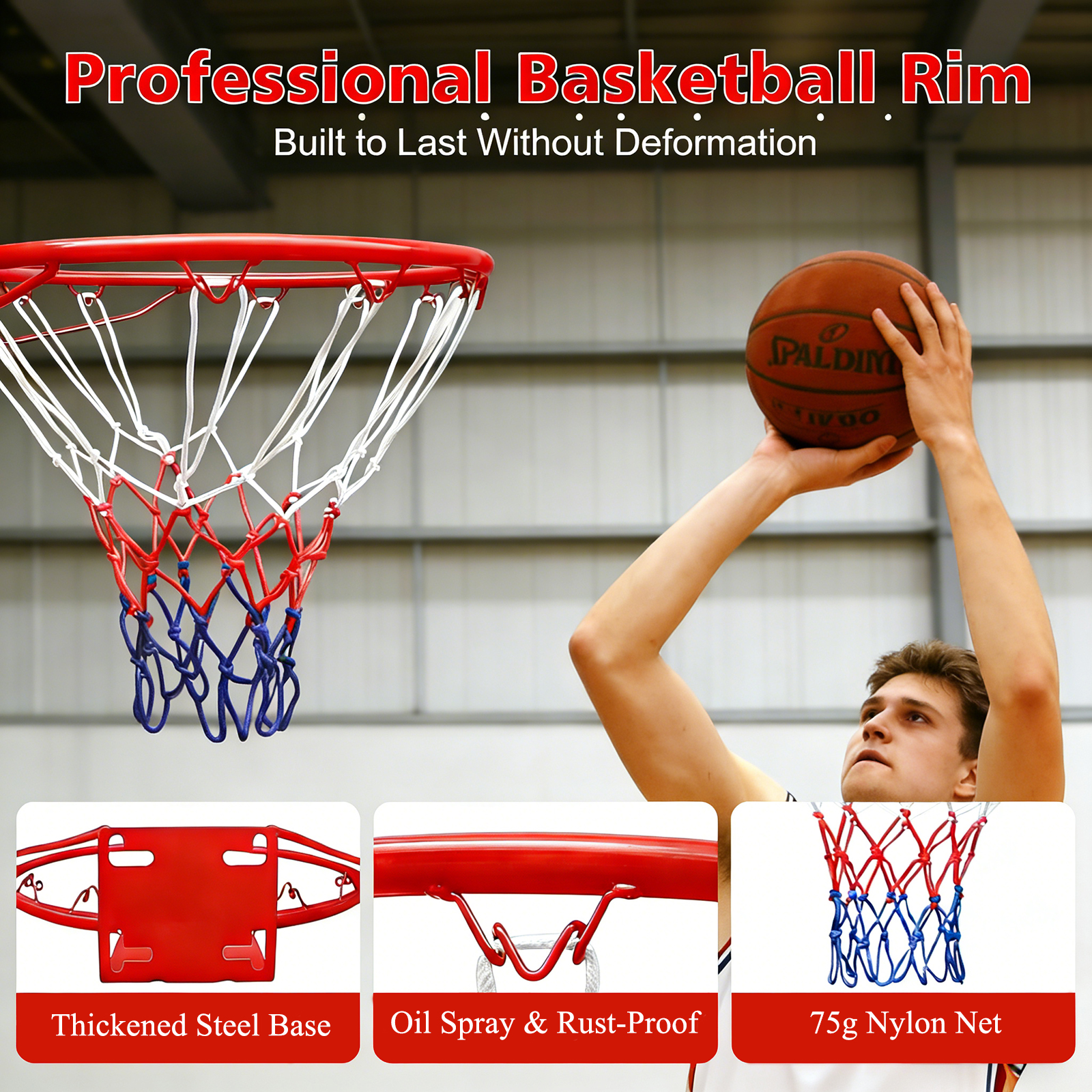 Basketball Hoop Wall Mounted, Heavy-Duty Reinforced Rim For Outdoor Indoor — image 2