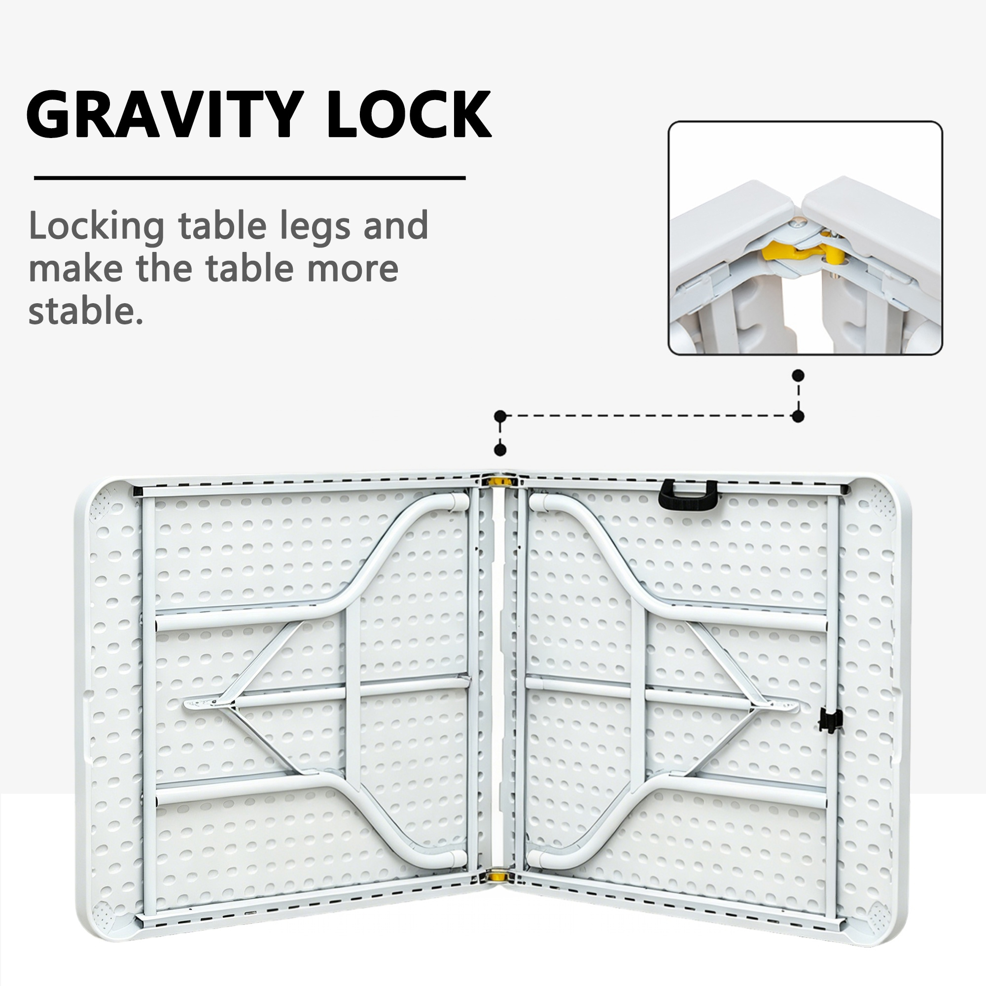 6ft Folding Table, Heavy Duty Portable Plastic With Carry Handle, Foldable — image 2