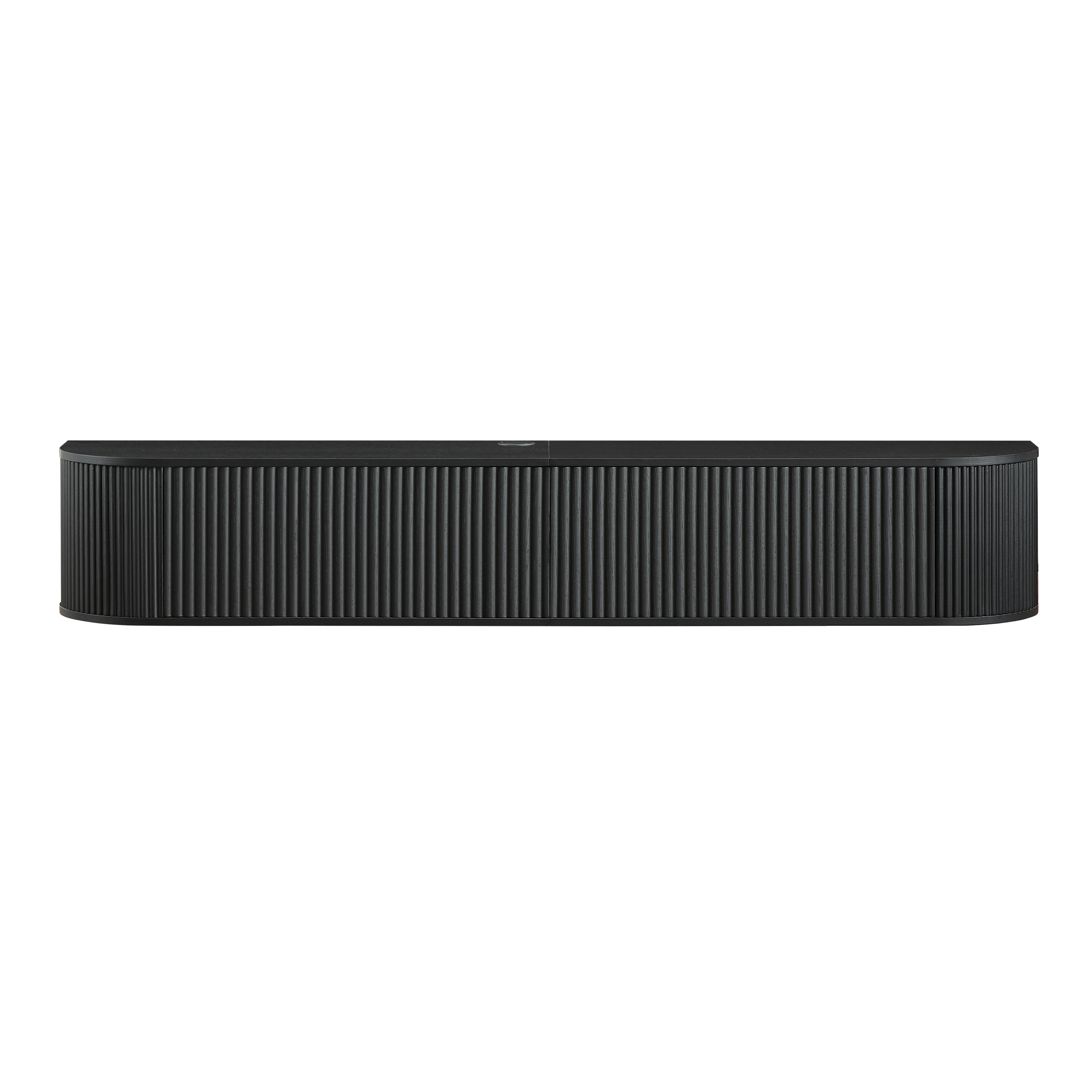 180cm Wall Mounted Floating TV Cabinet With Fluted Doors, Large Capacity Media