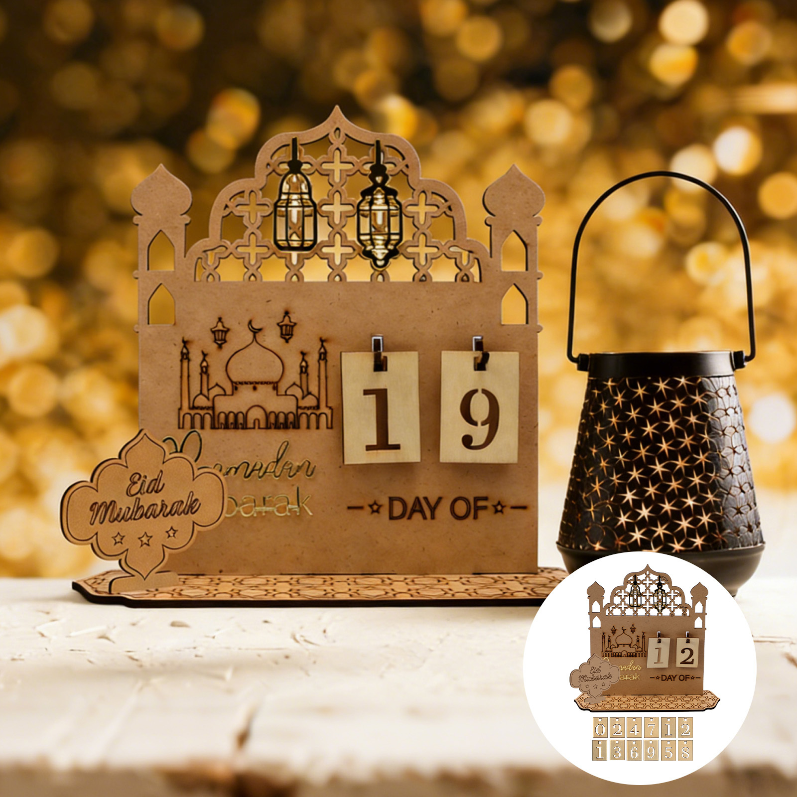 Decorative Wooden Calendar - Stylish Countdown Piece For Special Occasions - Party Accessory Set