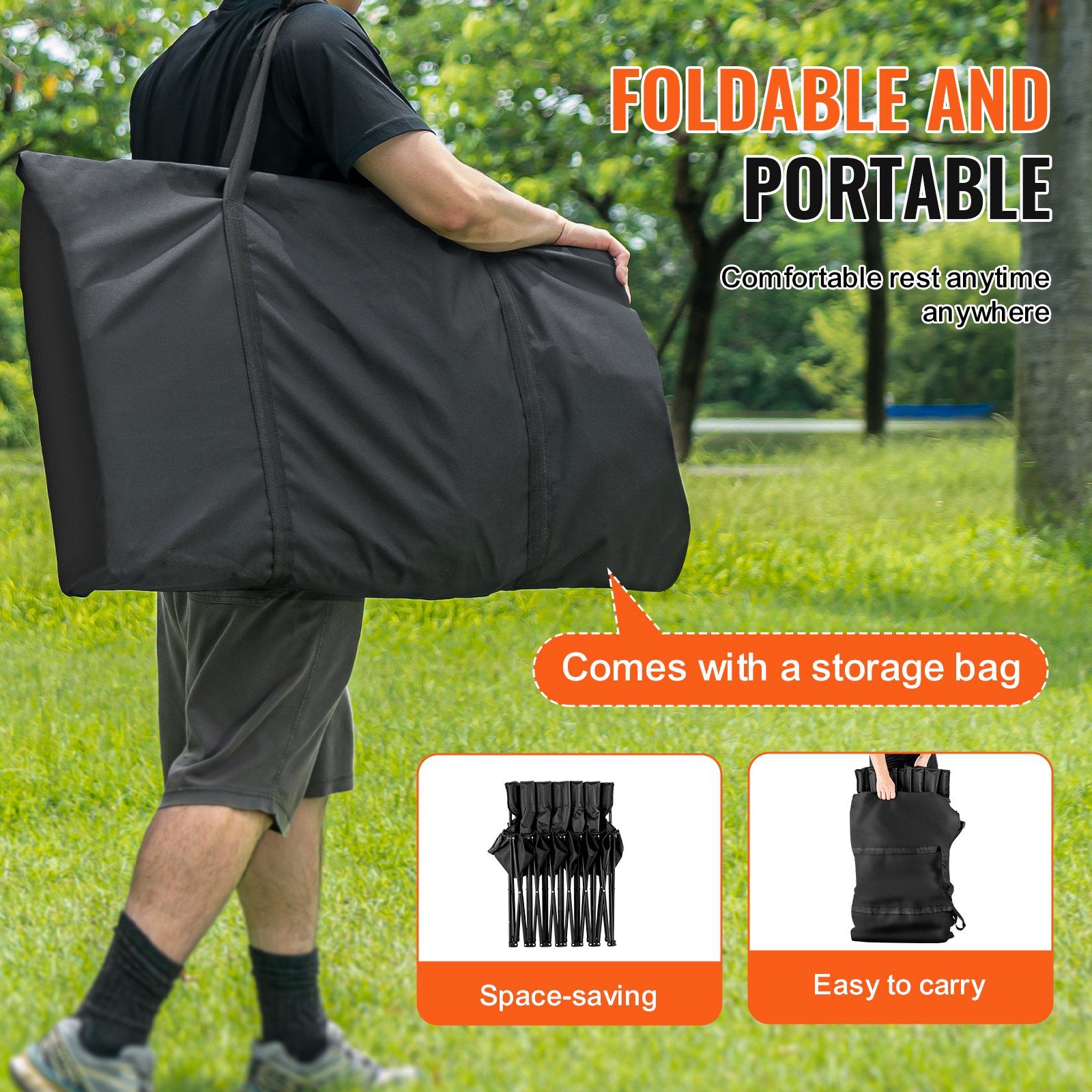 Banco Plegable Portátil ,banco De Fútbol Plegable De 6 Plazas Con Bolsillos Laterales Y Bolsa De Transporte,asiento Ligero Con Respaldo Para Fútbol,béisbol,camping Y Eventos Al Aire Libre,color Negro