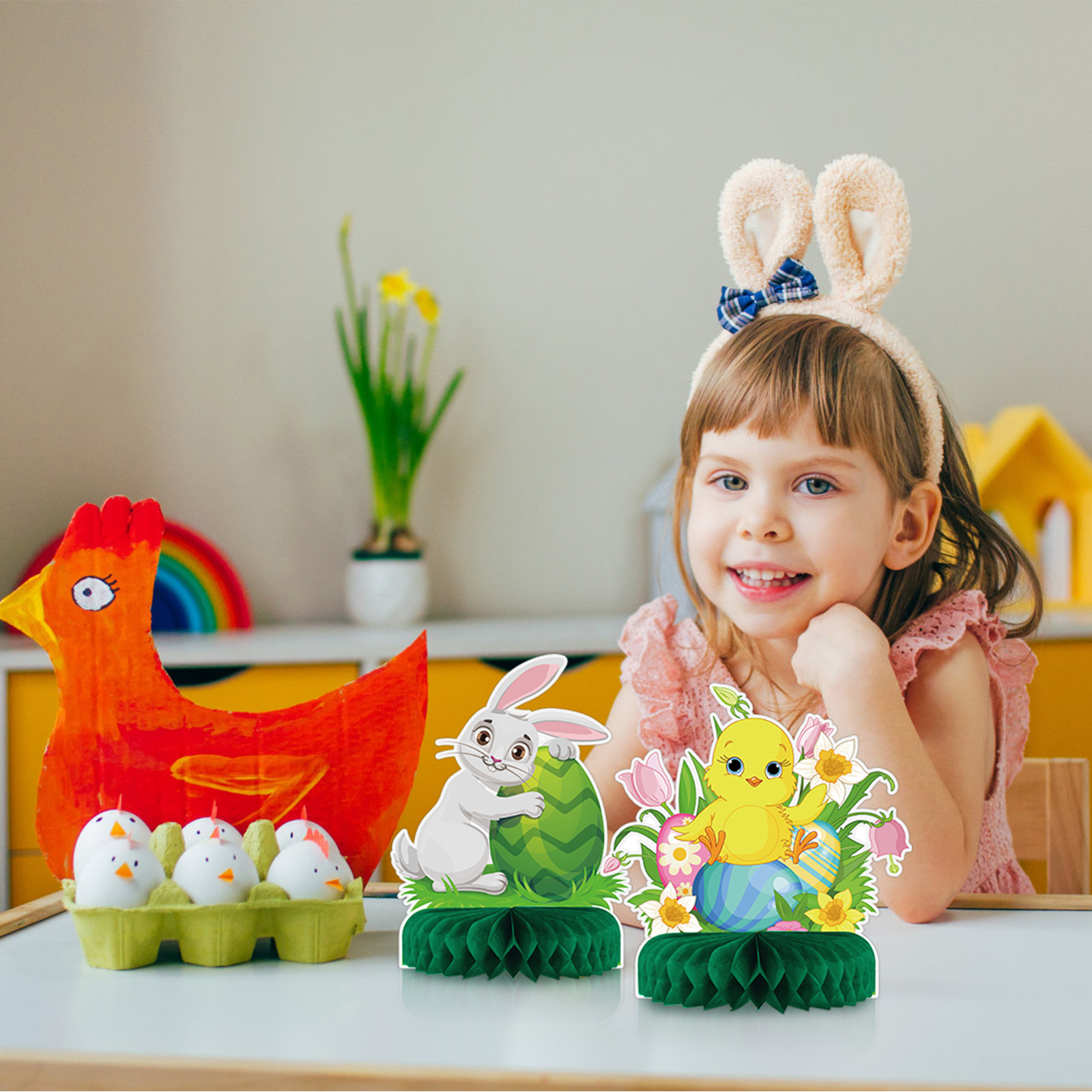 Honeycomb Paper Easter Decorations, 9-Piece Set, picture 2 of 3