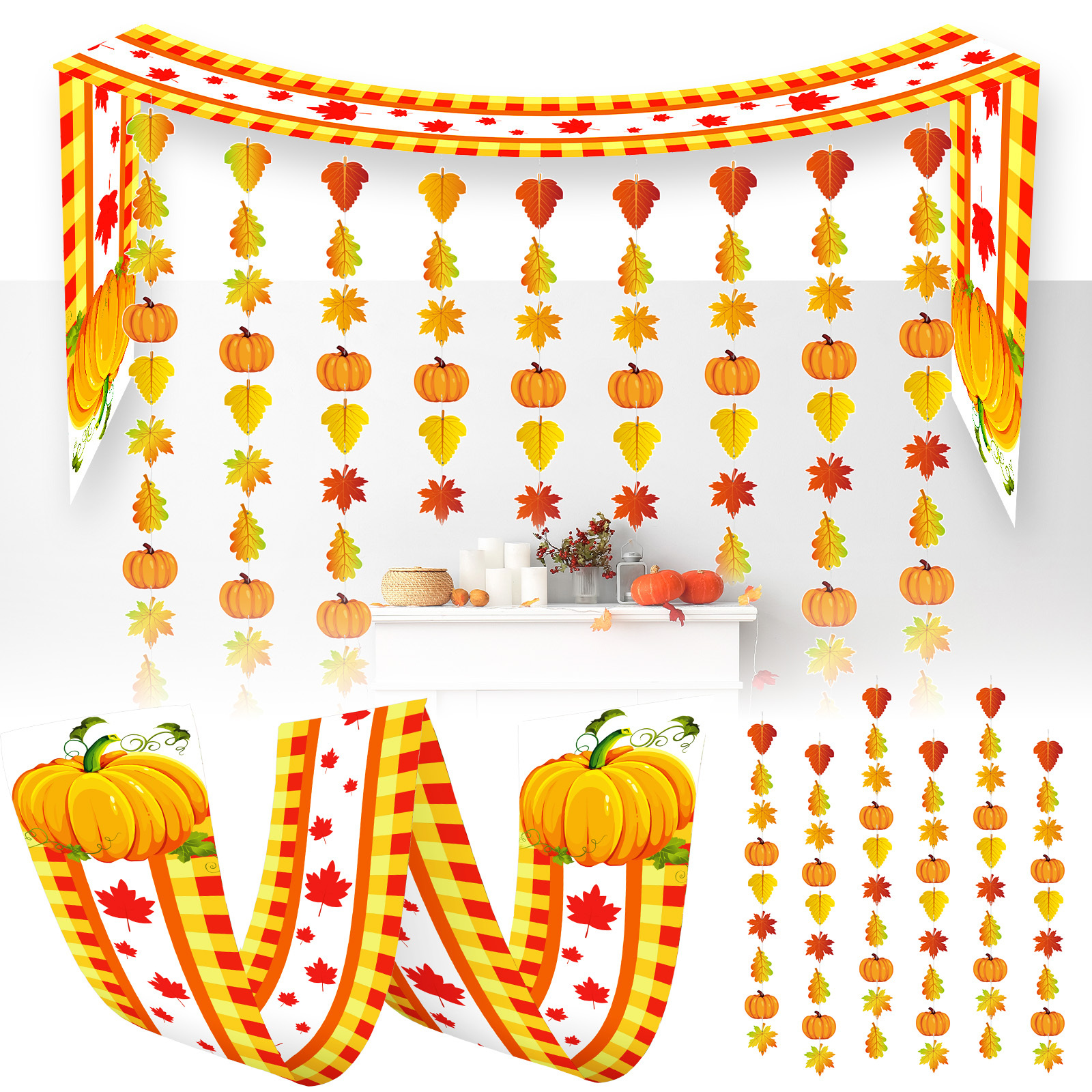 Autumn Decor Set With Ceiling And Paper Decorations - Fall Decor For The Season, Event, And Party Supplies
